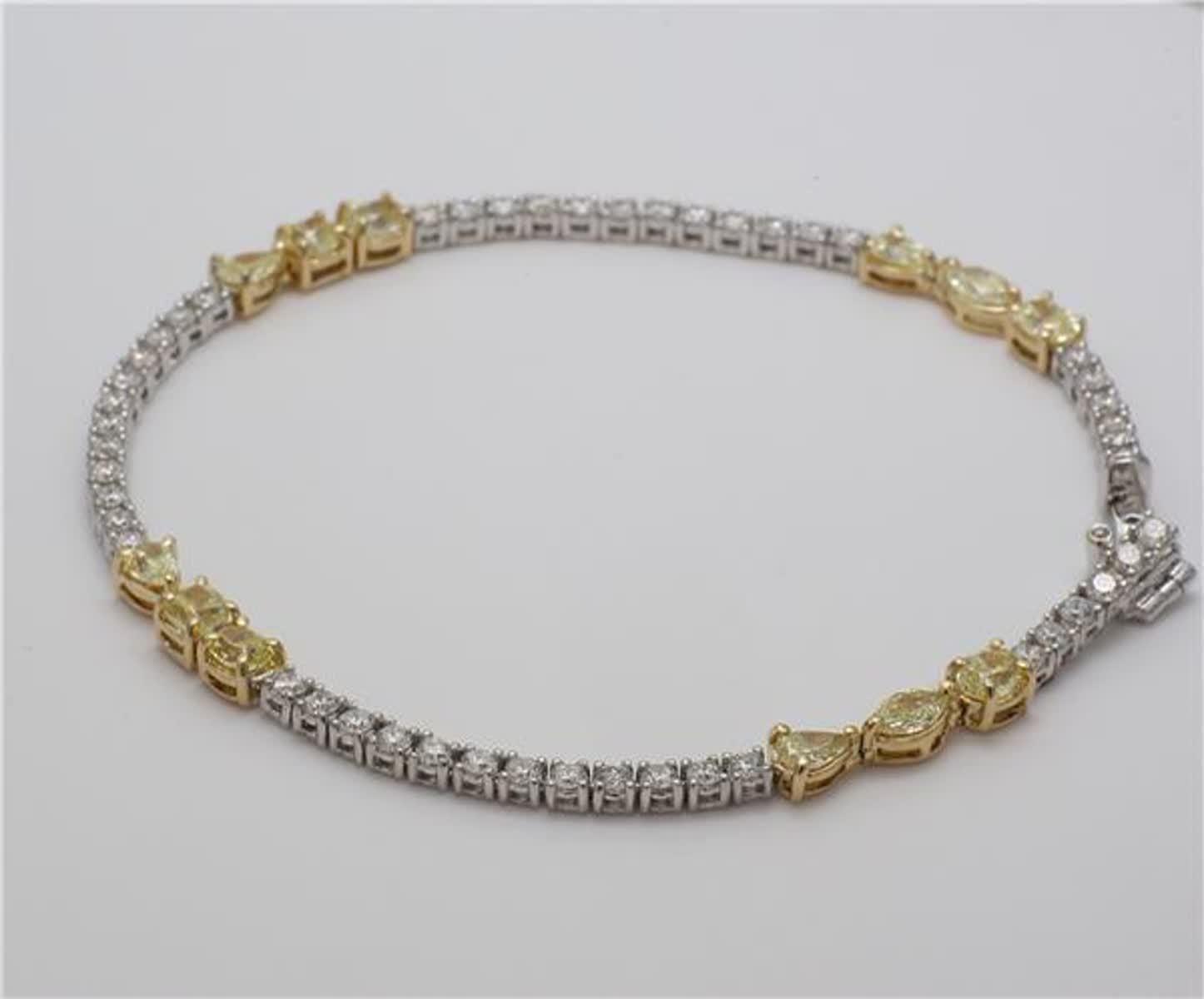 Natural Yellow Mix and White Diamond 4.63 Carat TW Gold Bracelet