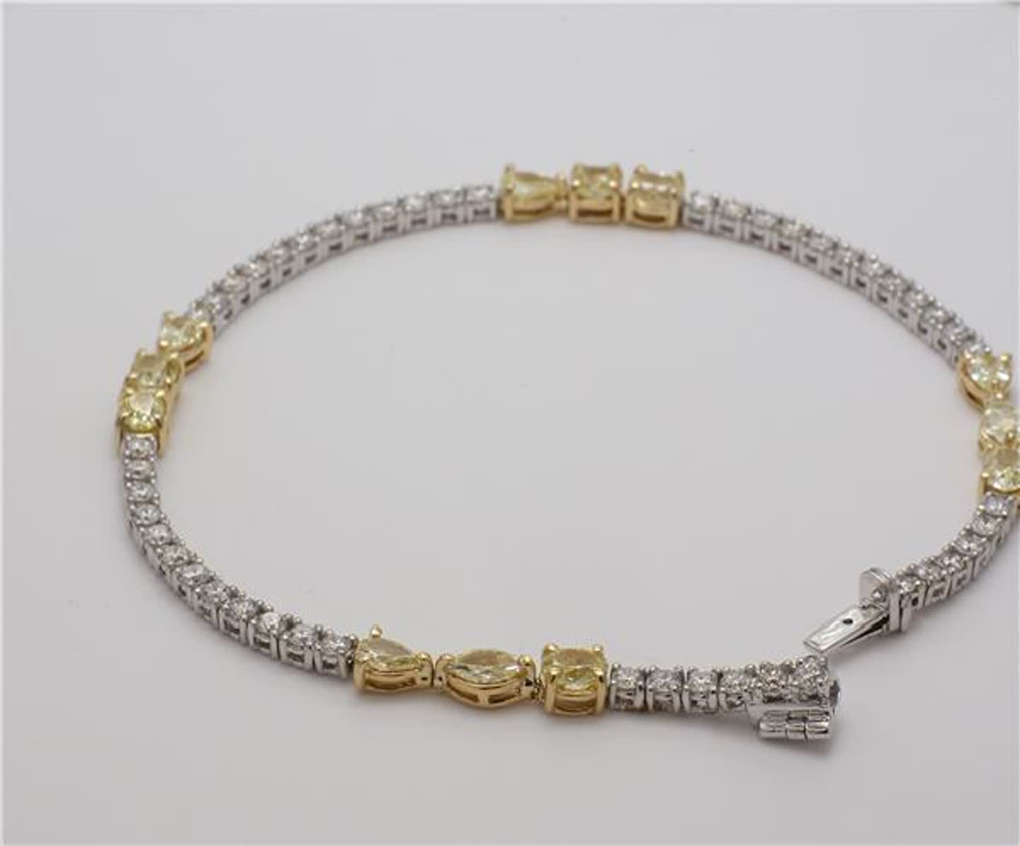 Natural Yellow Mix and White Diamond 4.63 Carat TW Gold Bracelet