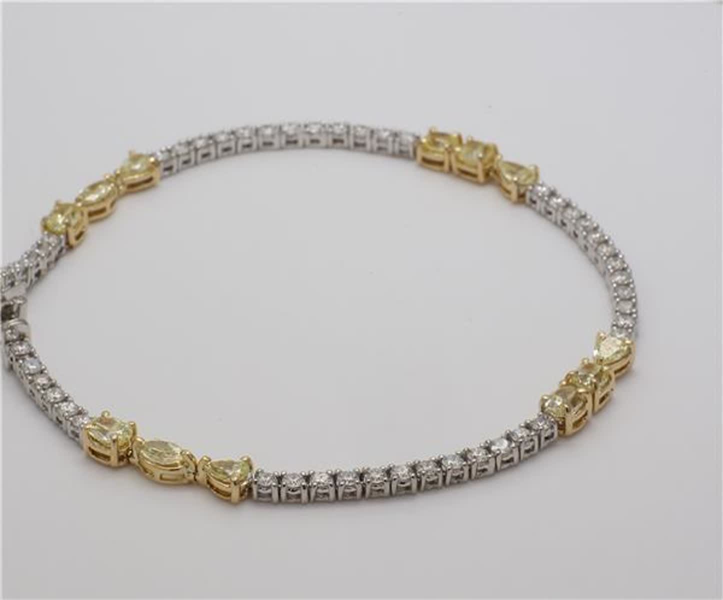 Natural Yellow Mix and White Diamond 4.63 Carat TW Gold Bracelet