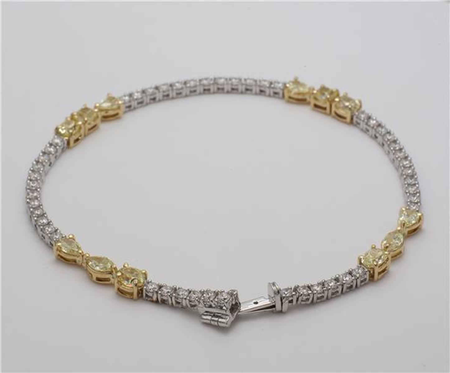 Natural Yellow Mix and White Diamond 4.63 Carat TW Gold Bracelet