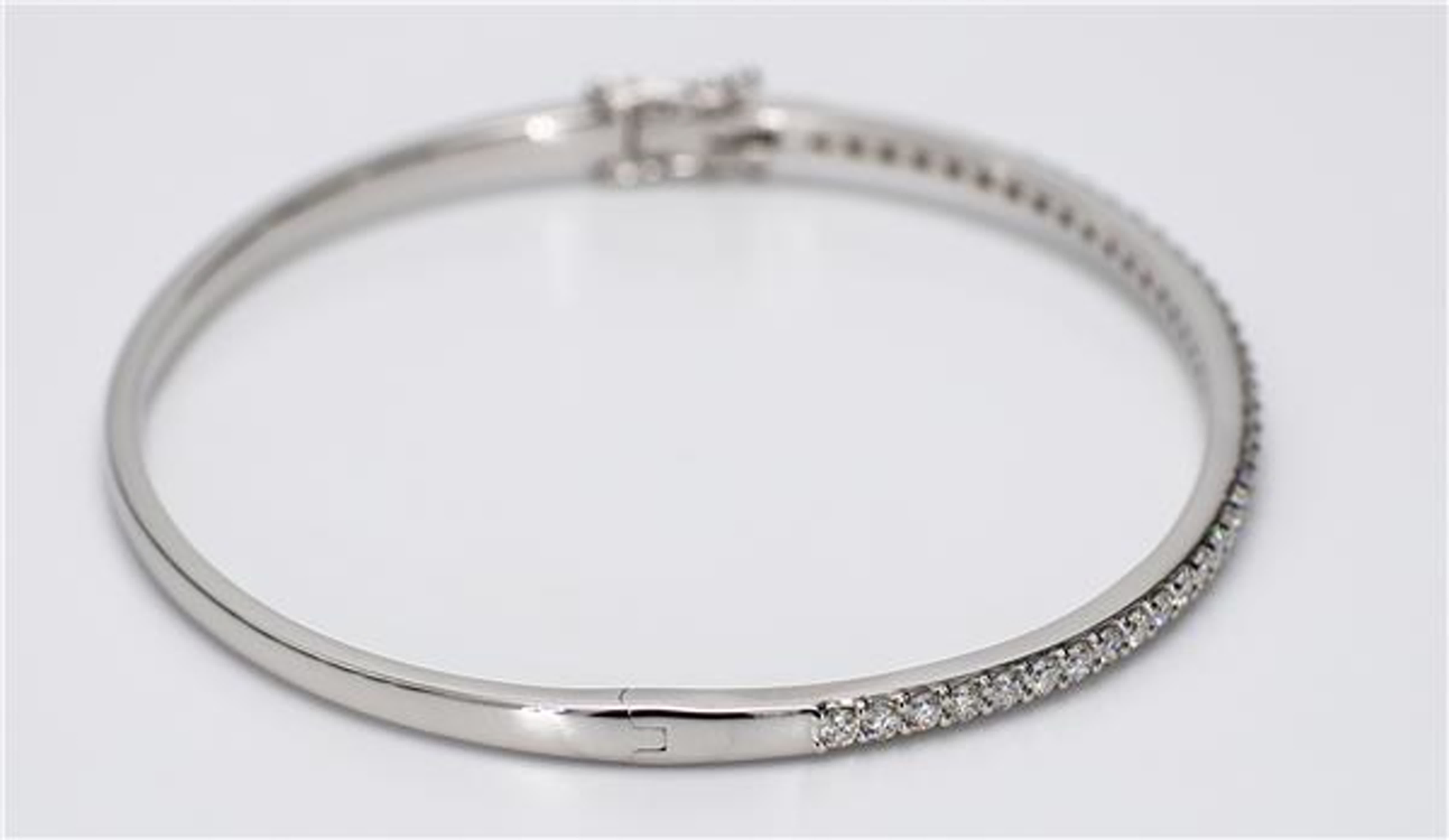 Natural White Round Diamond 1.06 Carat TW White Gold Bracelet