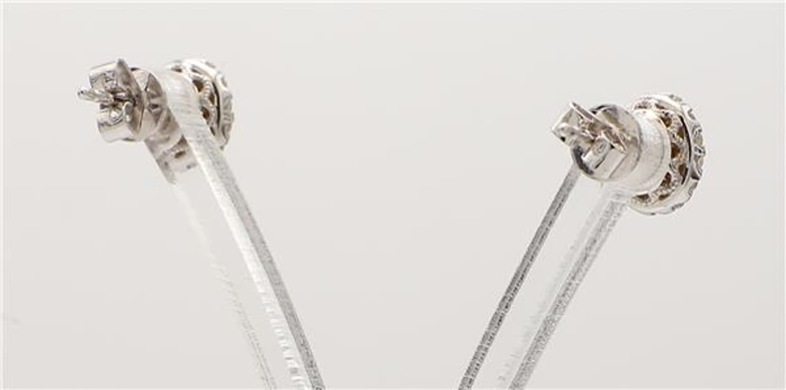 Natural Yellow Oval and White Diamond 1.26 Carat TW Gold Stud Earrings