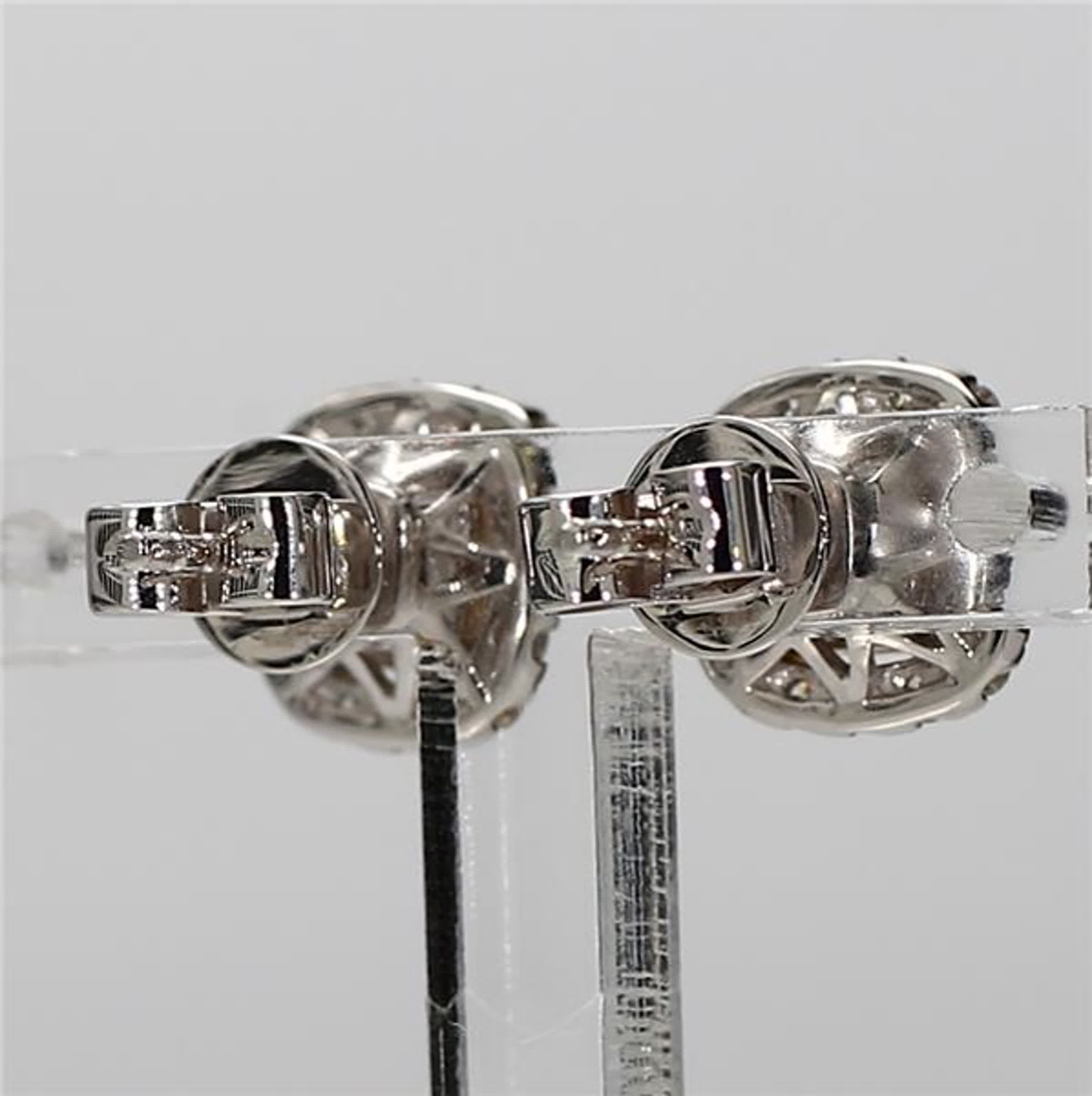Natural Yellow Cushion and White Diamond 1.95 Carat TW Gold Stud Earrings