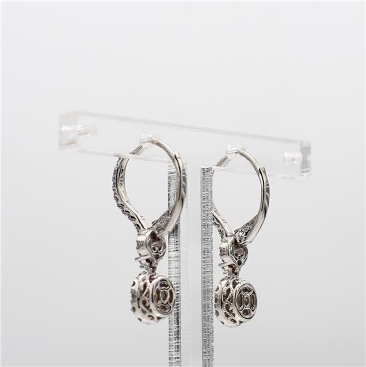 Natural Yellow Oval and White Diamond Gold .79 Carat TW Drop Earrings