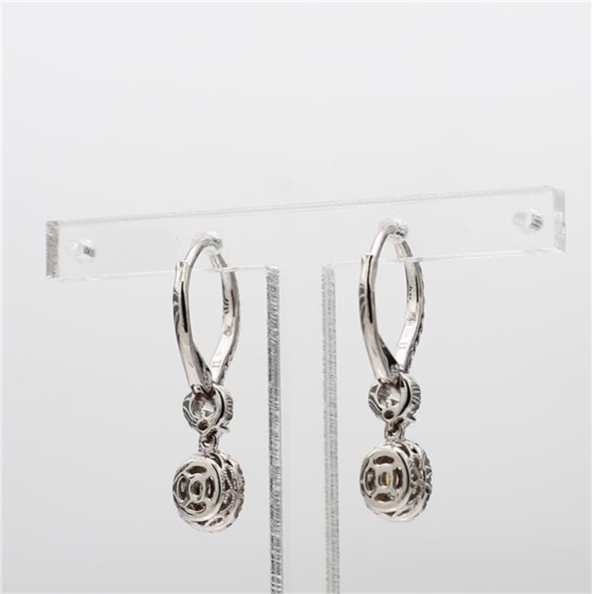 Natural Yellow Oval and White Diamond Gold .79 Carat TW Drop Earrings