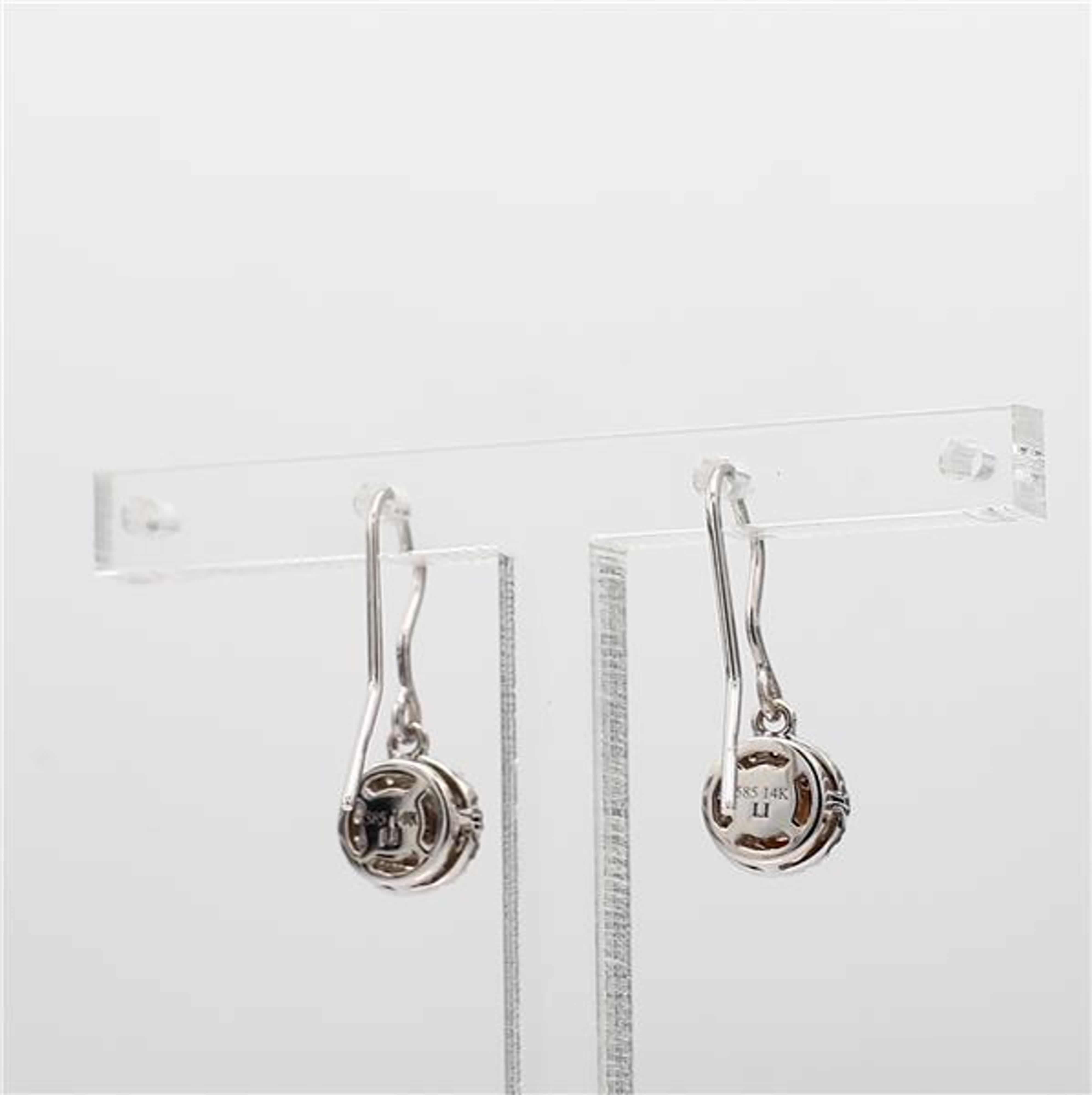 Natural Yellow Round and White Diamond .21 Carat TW Gold Cluster Earrings