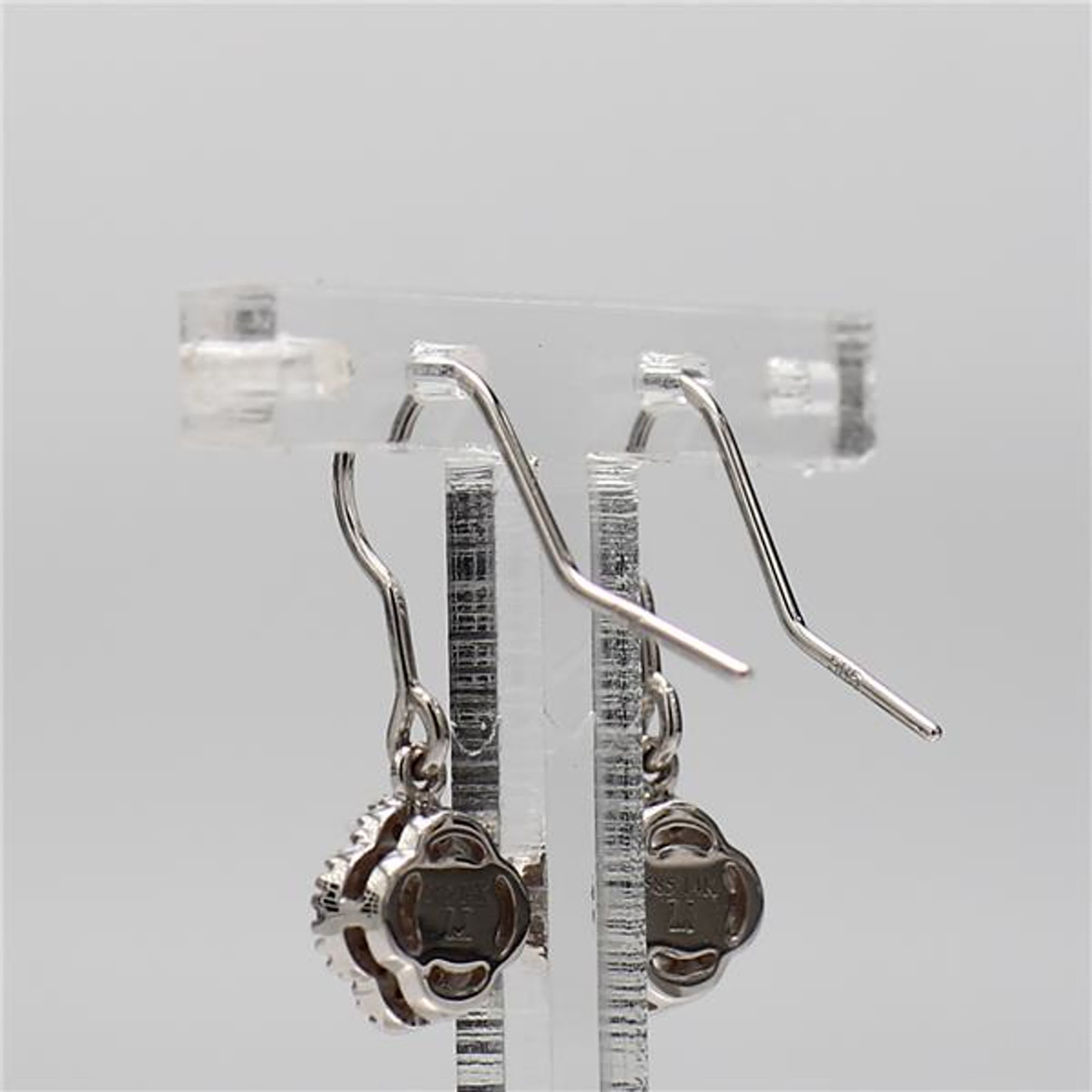 Natural Yellow Round and White Diamond .17 Carat TW Gold Cluster Earrings