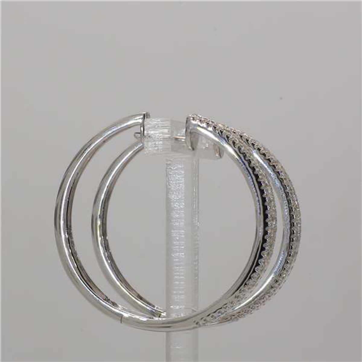 Natural Yellow Round and White Diamond 2.03 Carat TW Gold Hoop Earrings