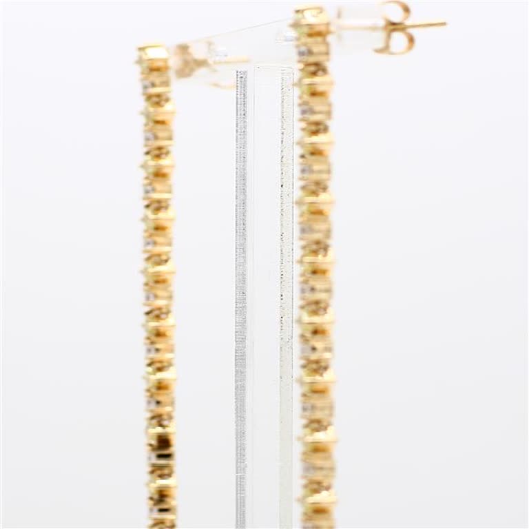 Natural Yellow Radiant and White Diamond 2.67 Carat TW Yellow Gold Earrings