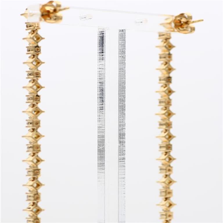 Natural Yellow Radiant and White Diamond 2.67 Carat TW Yellow Gold Earrings