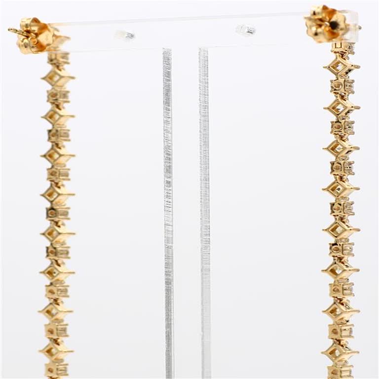 Natural Yellow Radiant and White Diamond 2.67 Carat TW Yellow Gold Earrings