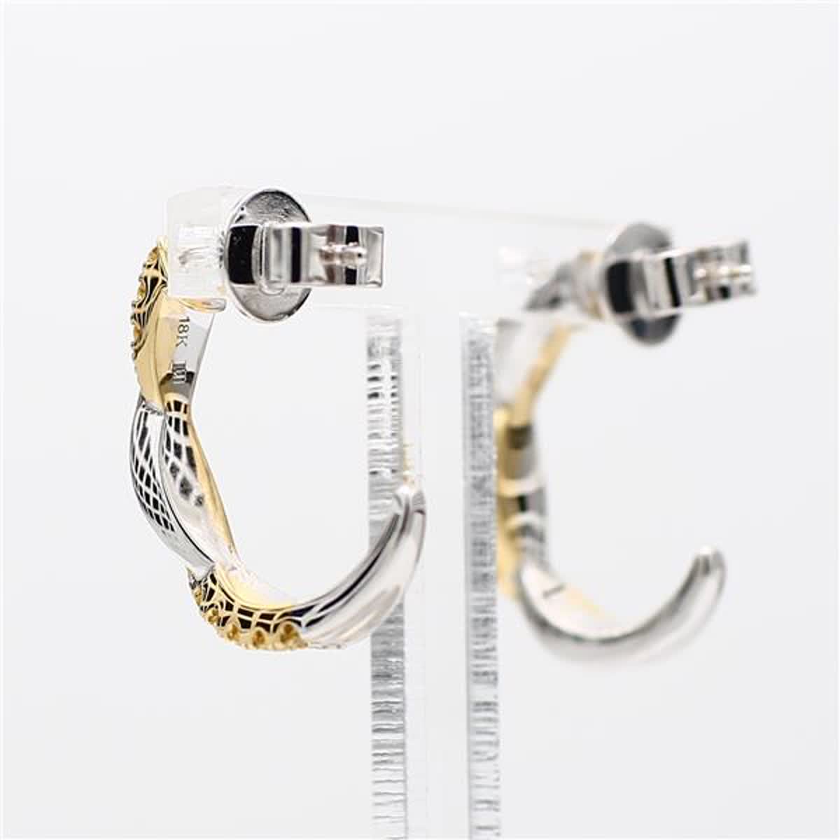 Natural Yellow Round and White Diamond .49 Carats TW Gold Drop Earrings