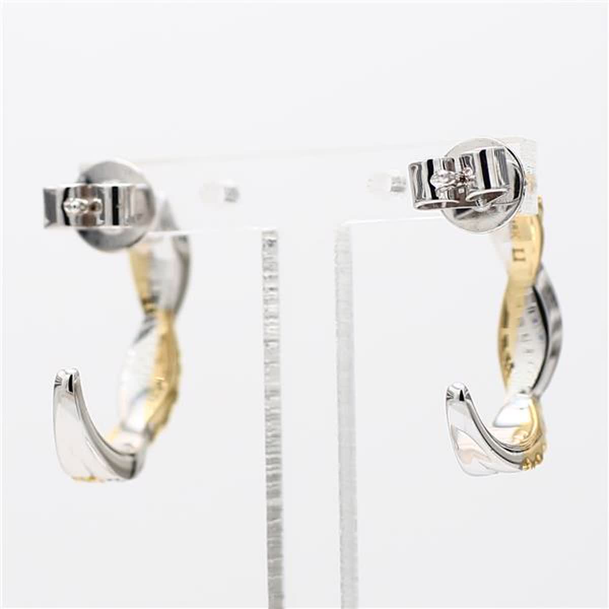 Natural Yellow Round and White Diamond .49 Carats TW Gold Drop Earrings