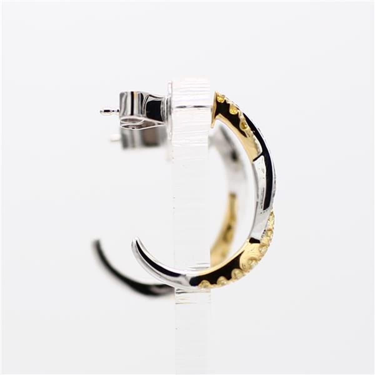 Natural Yellow Round and White Diamond .49 Carats TW Gold Drop Earrings
