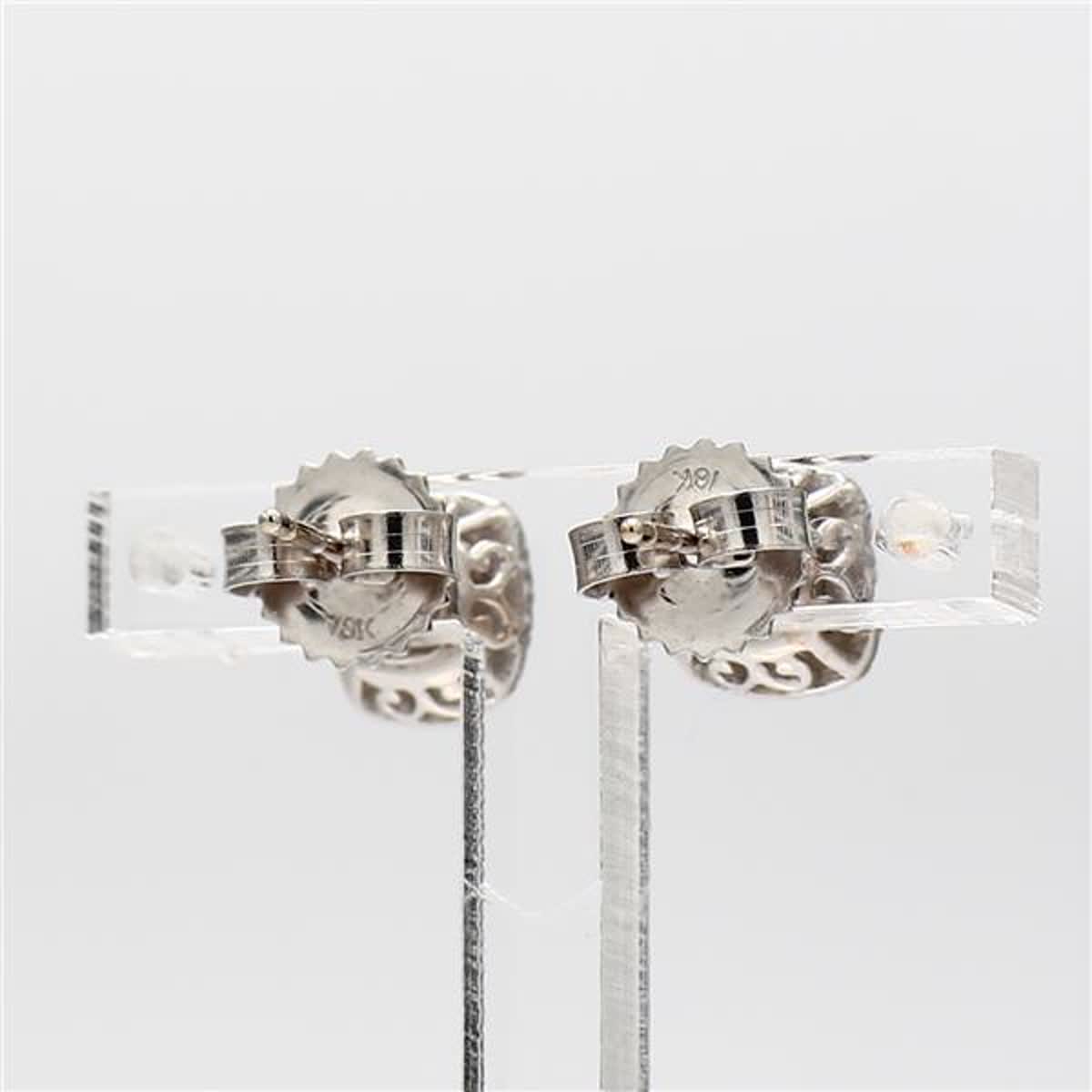 Natural Yellow Radiant and White Diamond .89 Carat TW Gold Stud Earrings
