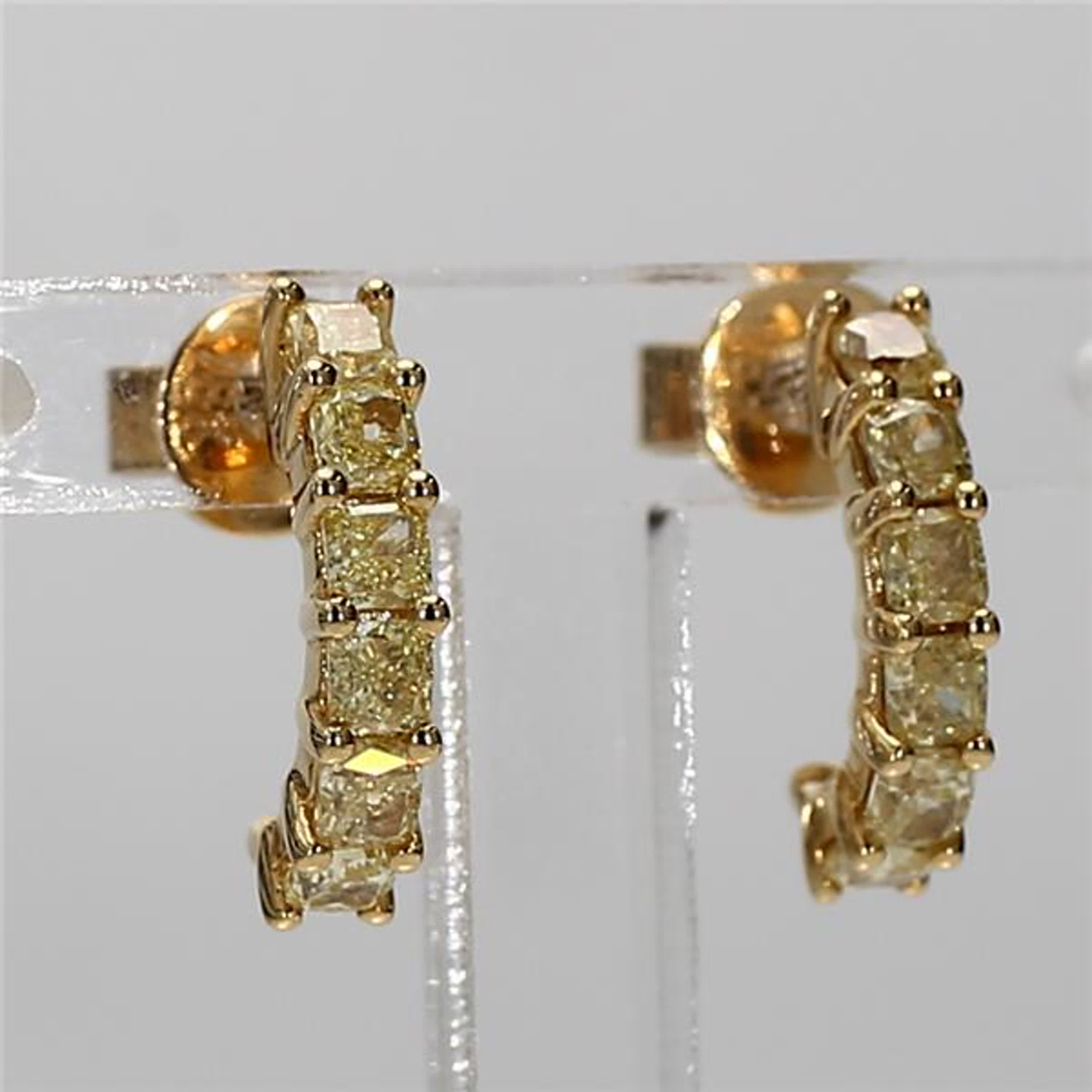 Natural Yellow Cushion Diamond .82 Carat TW Yellow Gold Drop Earrings