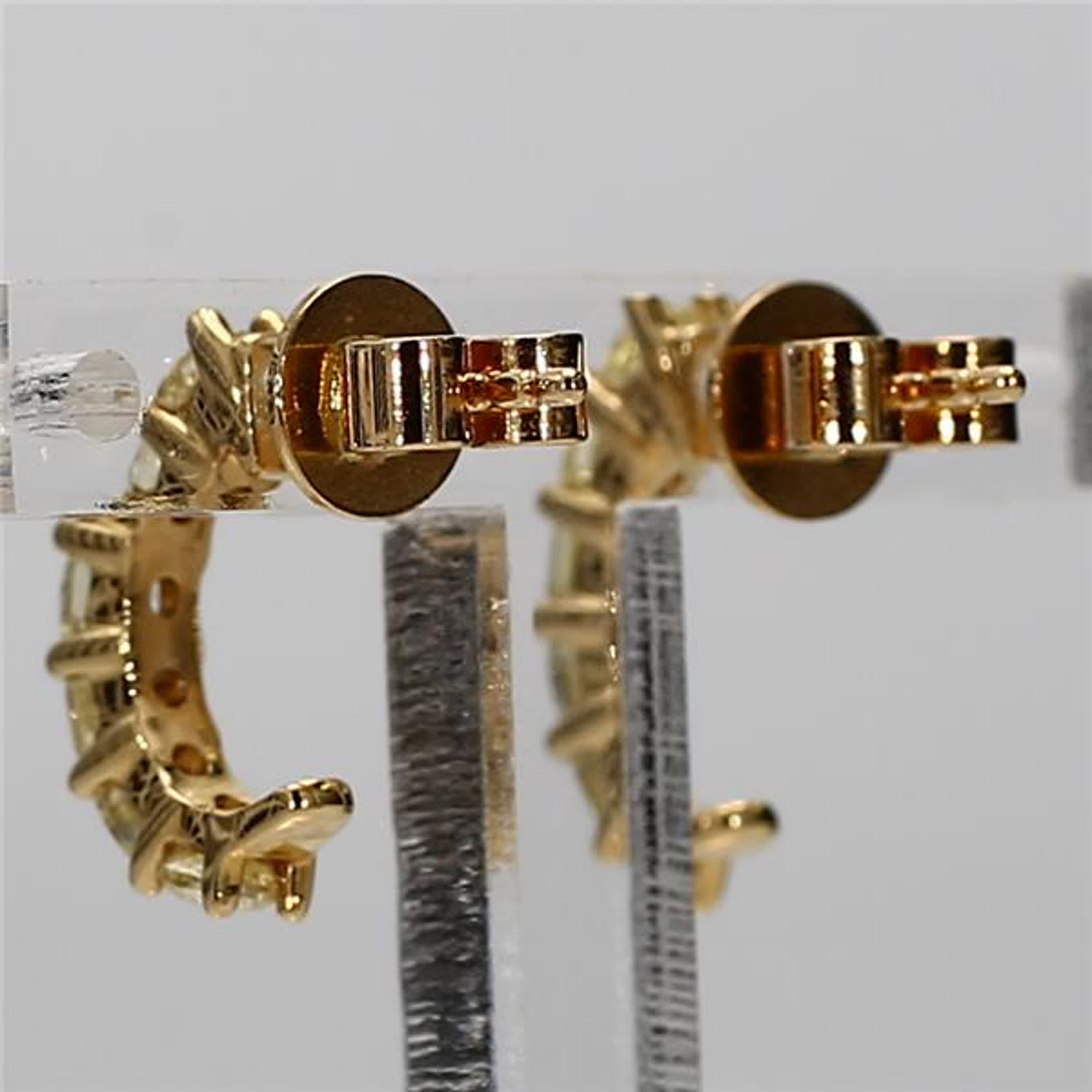 Natural Yellow Cushion Diamond .82 Carat TW Yellow Gold Drop Earrings