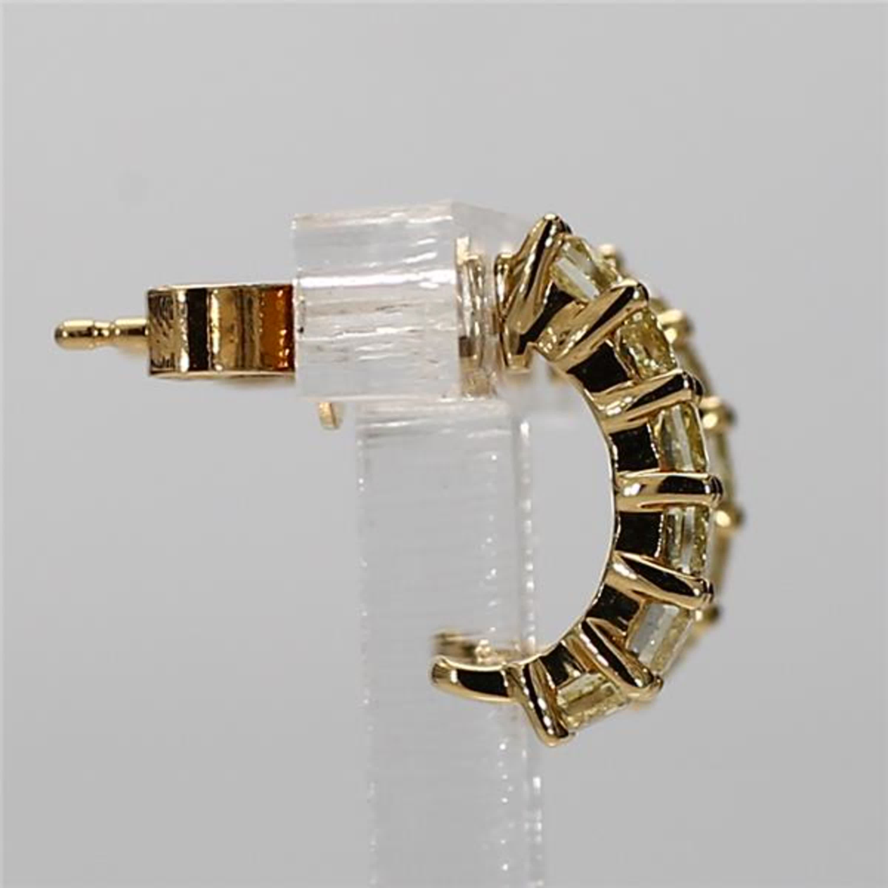 Natural Yellow Cushion Diamond .82 Carat TW Yellow Gold Drop Earrings