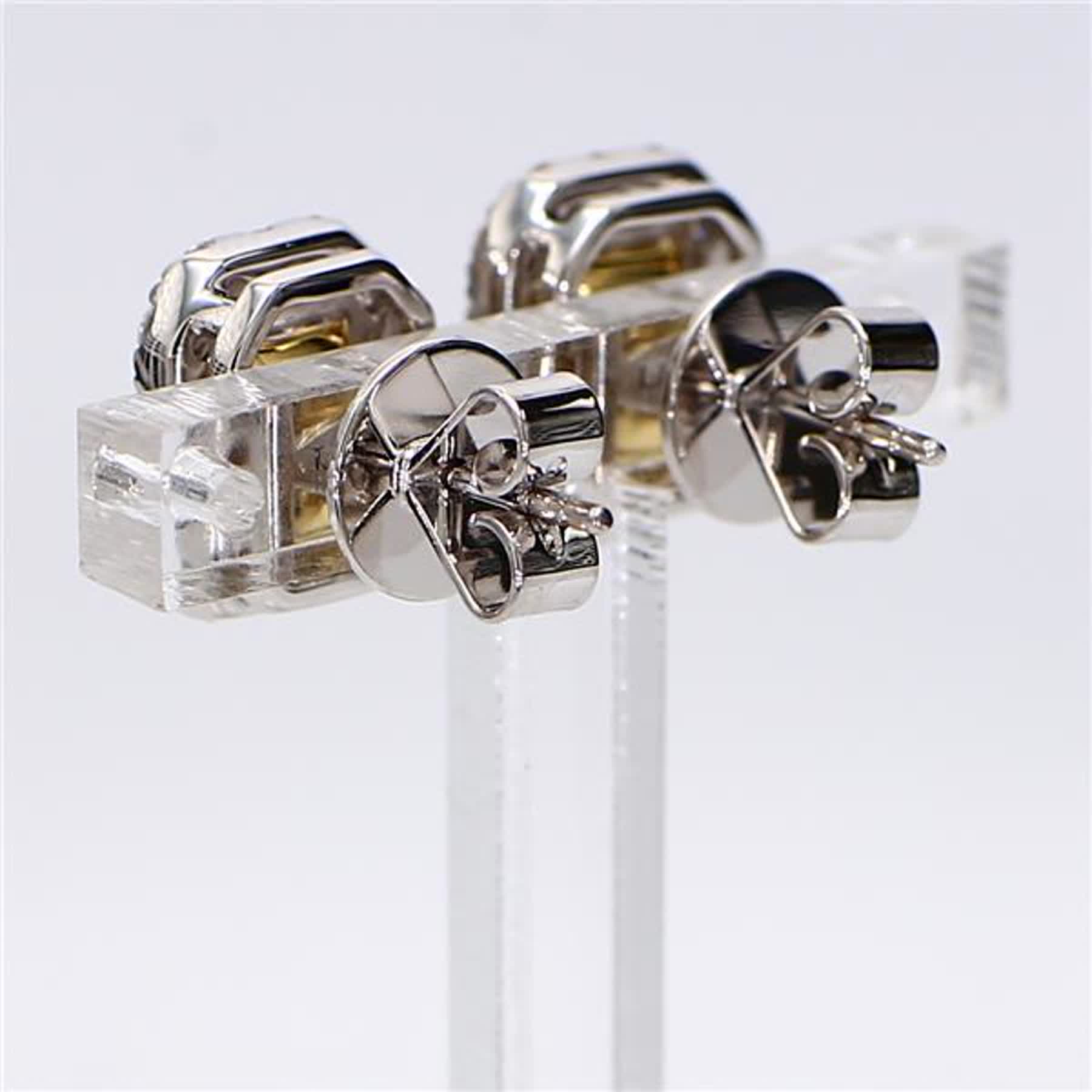 GIA Certified Natural Yellow Radiant and White Diamond 2.45 Carat TW Earrings