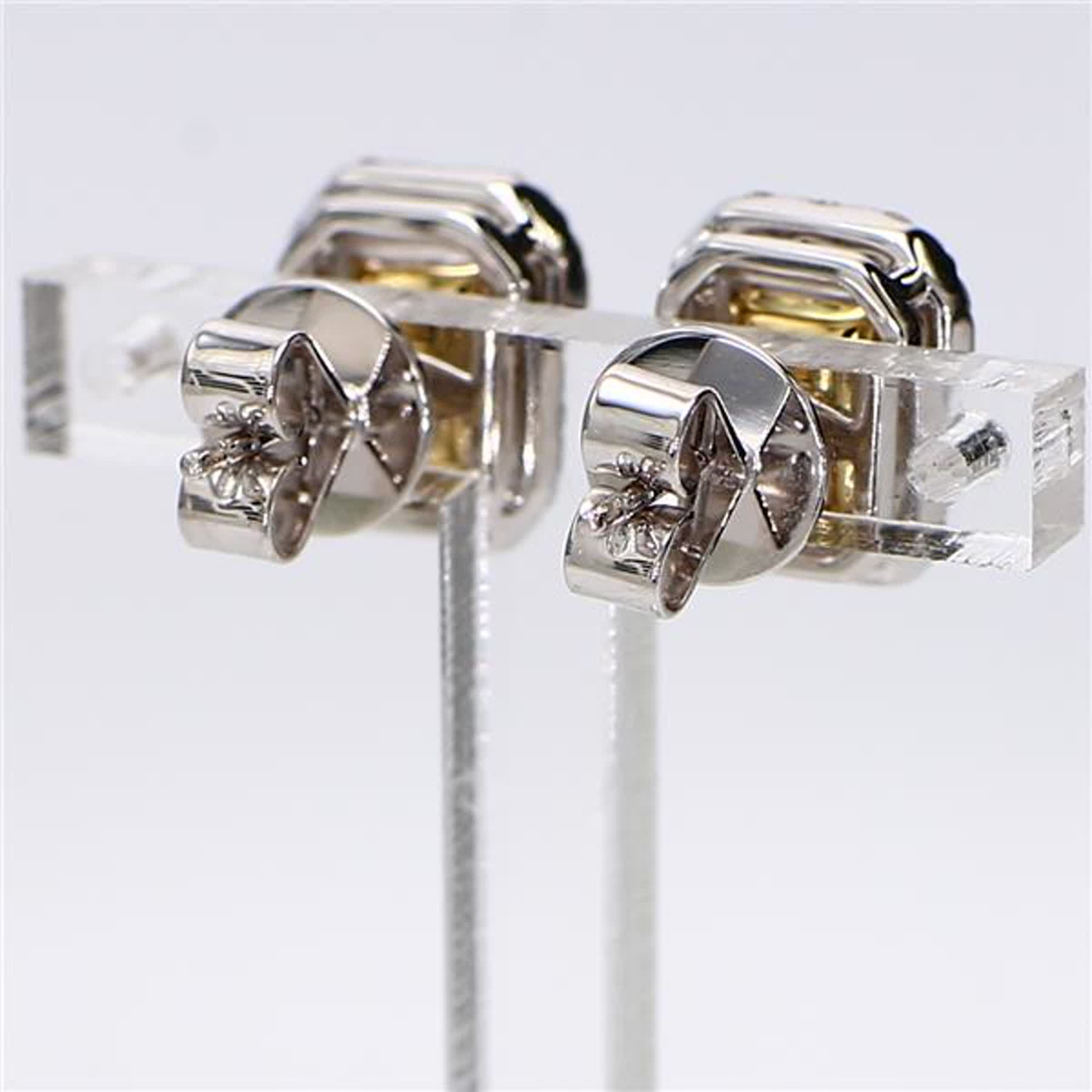 GIA Certified Natural Yellow Radiant and White Diamond 2.45 Carat TW Earrings