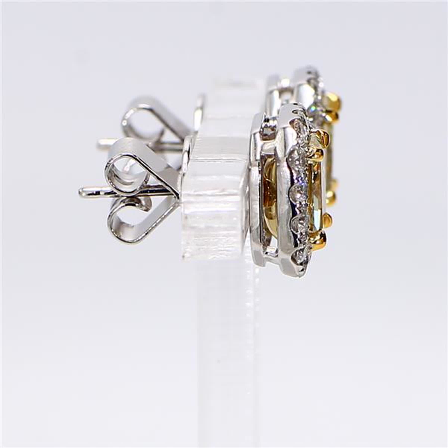 GIA Certified Natural Yellow Radiant and White Diamond 2.45 Carat TW Earrings
