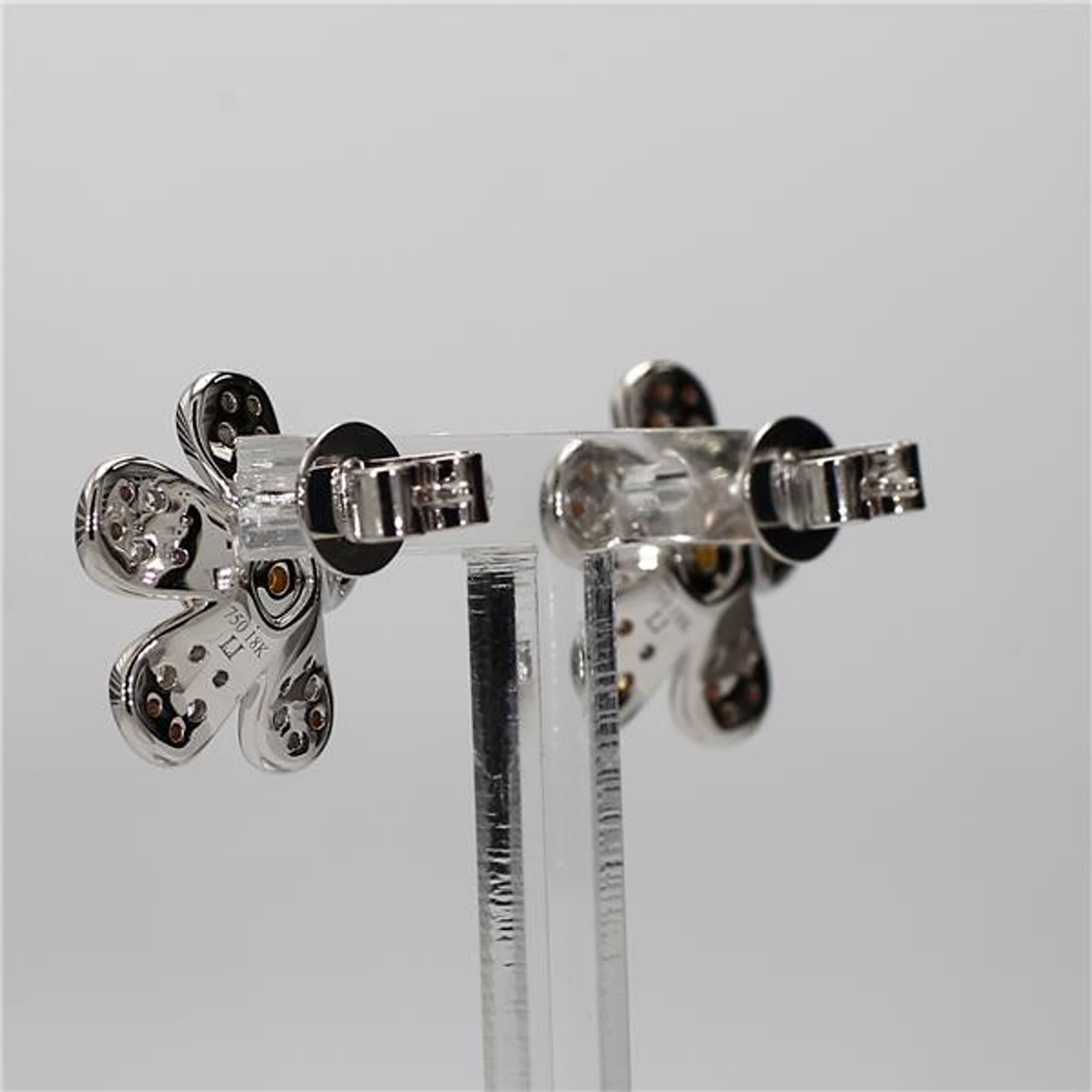 Natural Yellow Radiant and White Diamond 1.27 Carat TW Gold Stud Earrings