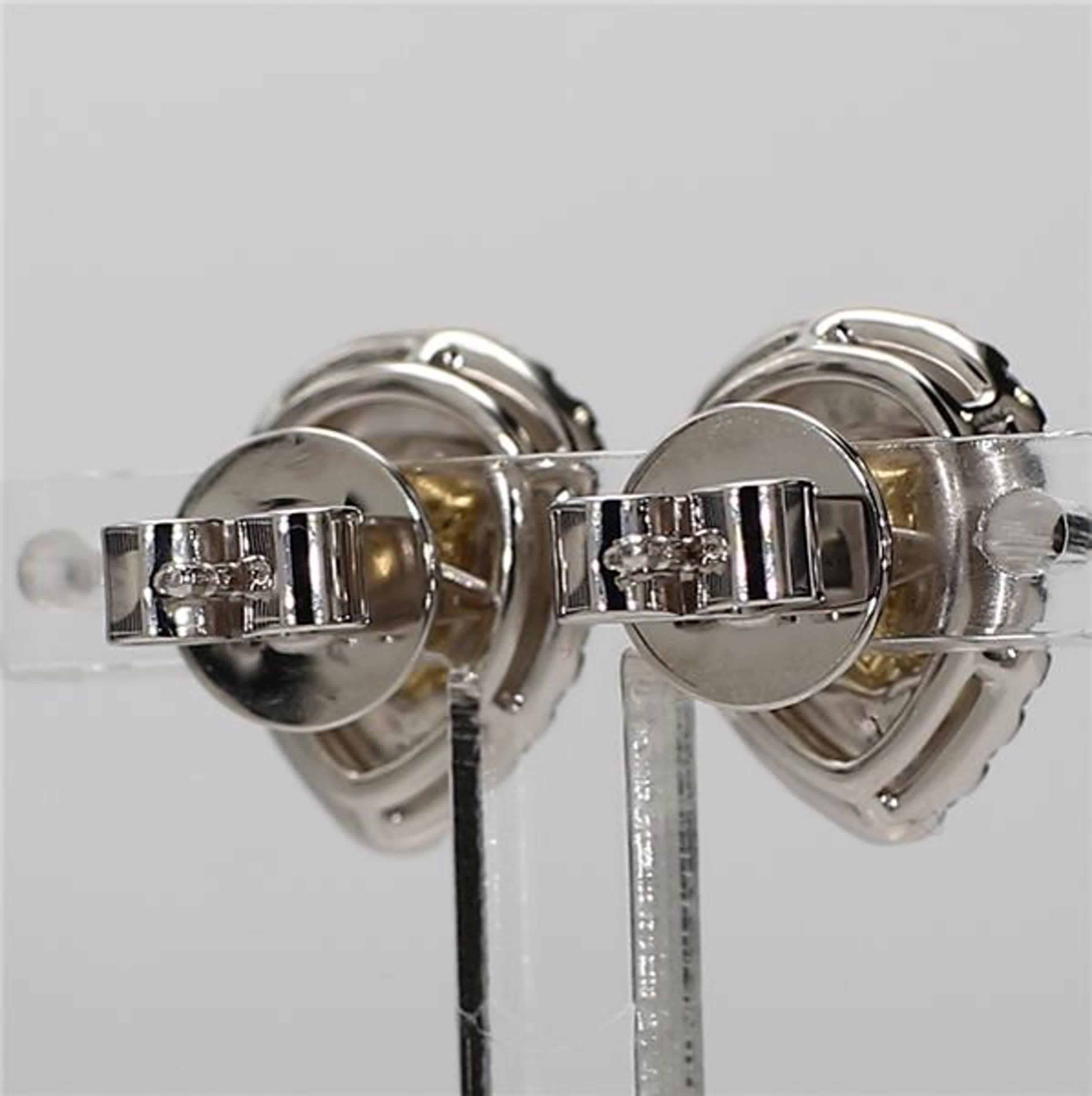Natural Yellow Pear and White Diamond 1.54 Carat TW Gold Stud Earrings