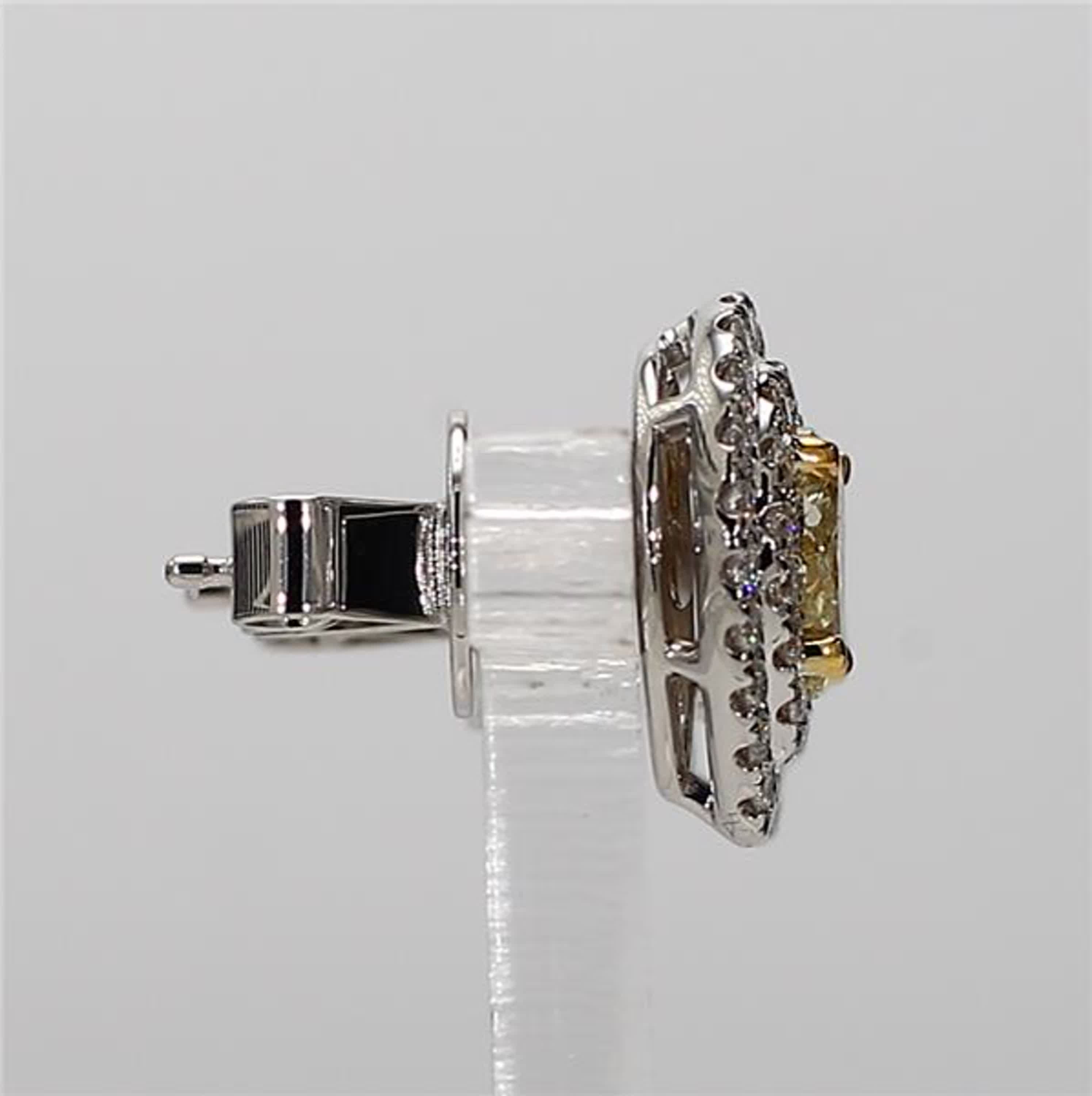Natural Yellow Pear and White Diamond 1.54 Carat TW Gold Stud Earrings