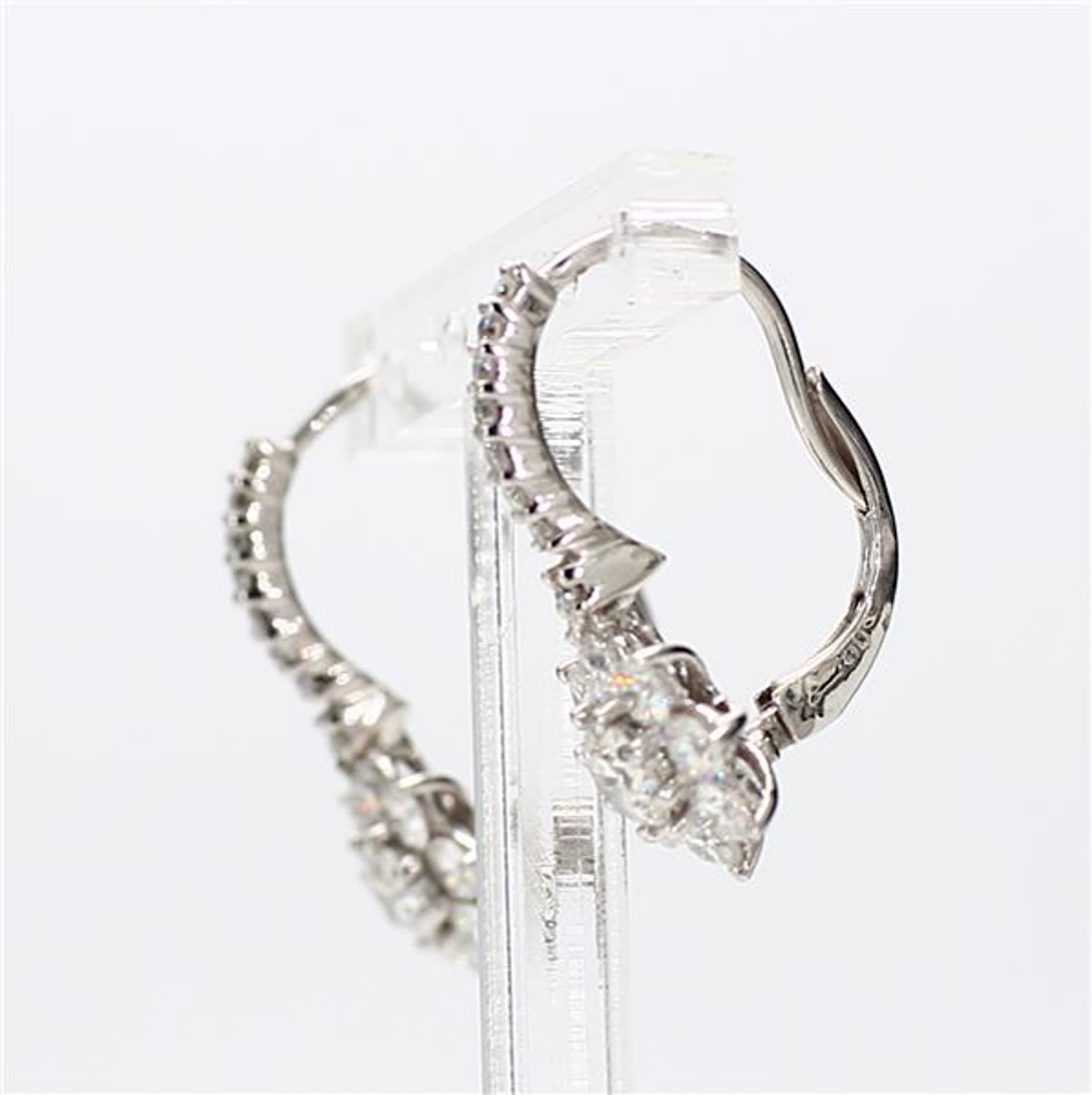 Natural White Round Diamond 1.75 Carat TW White Gold Drop Earrings