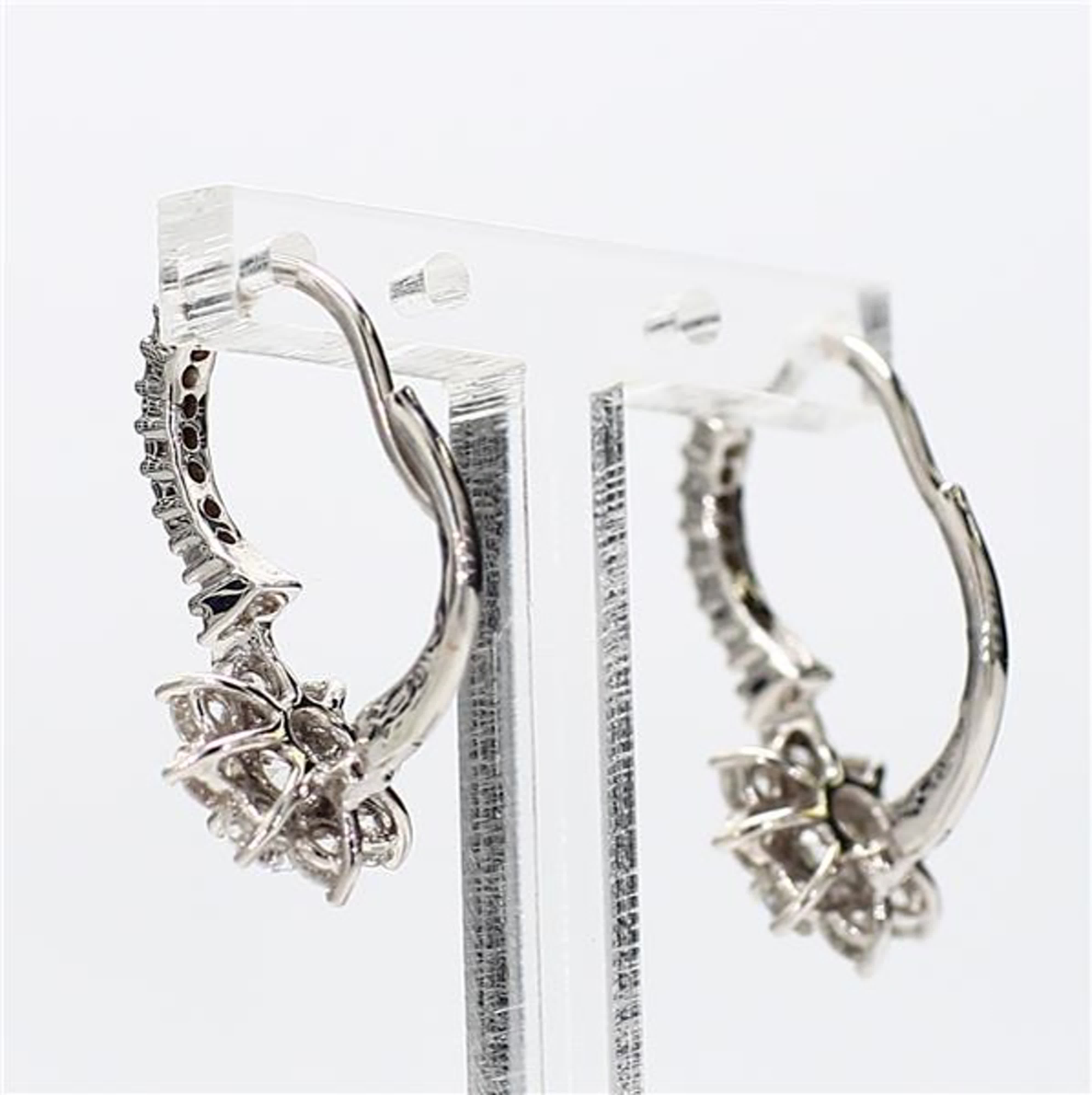Natural White Round Diamond 1.75 Carat TW White Gold Drop Earrings