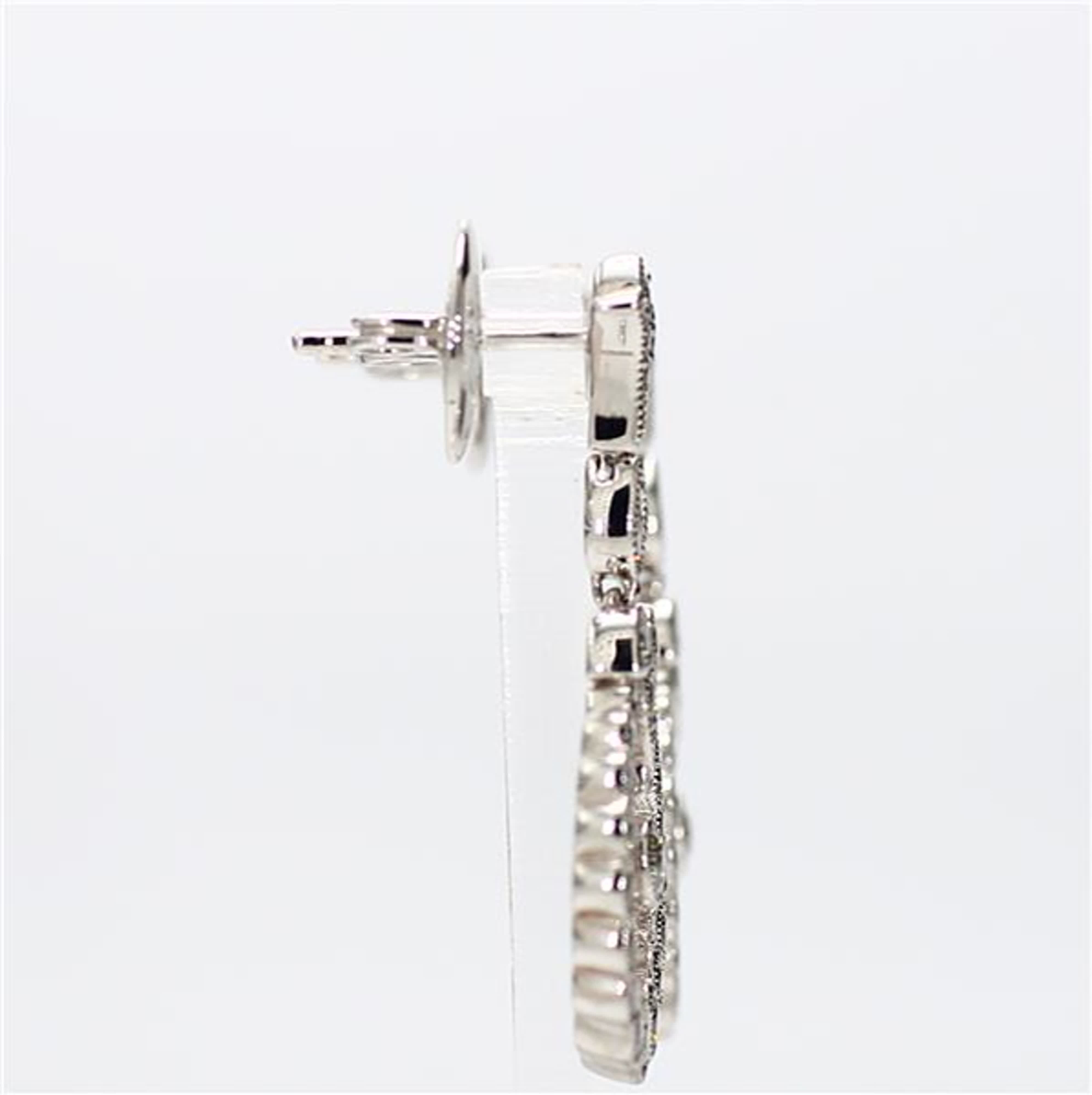 Natural White Round Diamond 1.12 Carat TW White Gold Drop Earrings