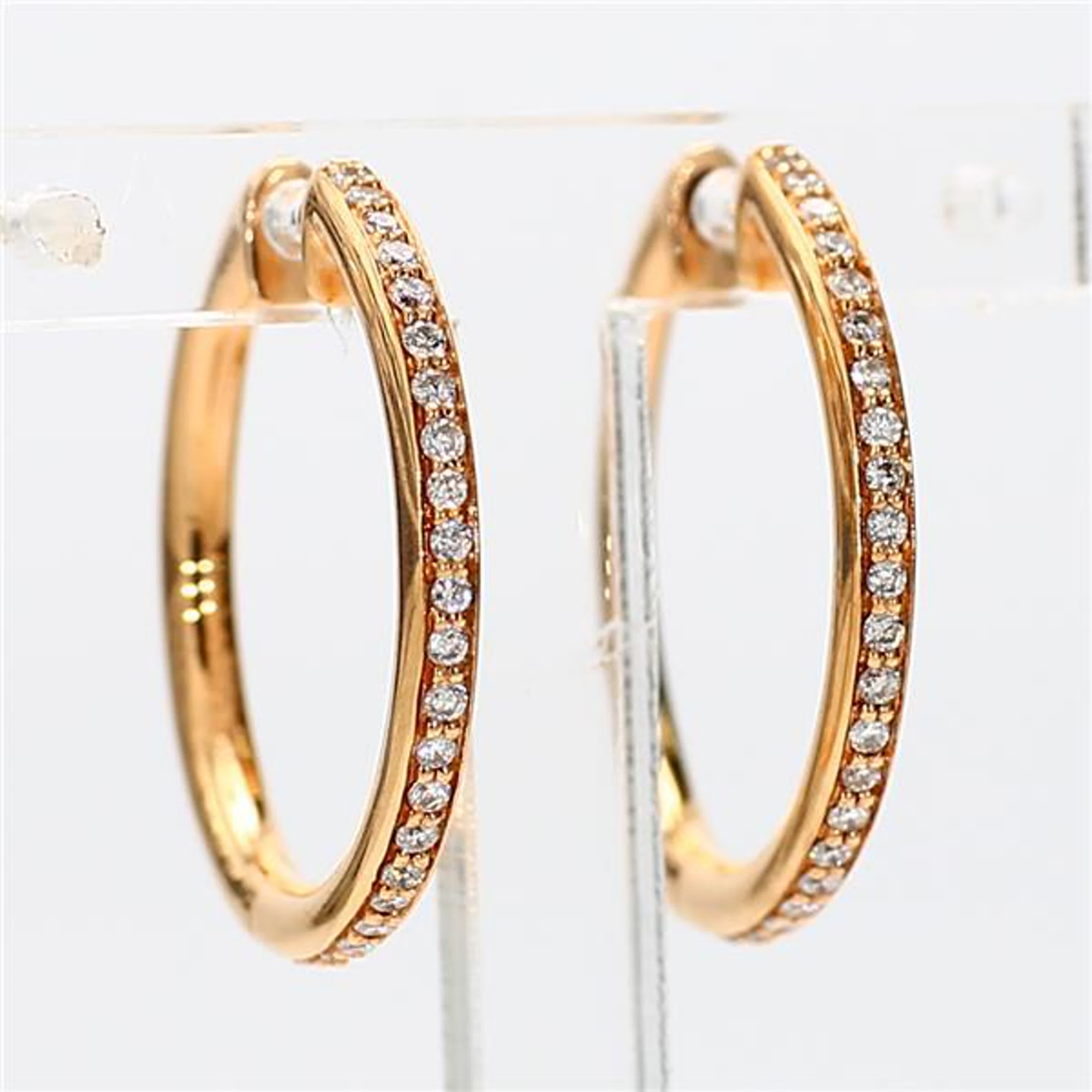 Natural White Round Diamond .23 Carat TW Yellow Gold Hoop Earrings