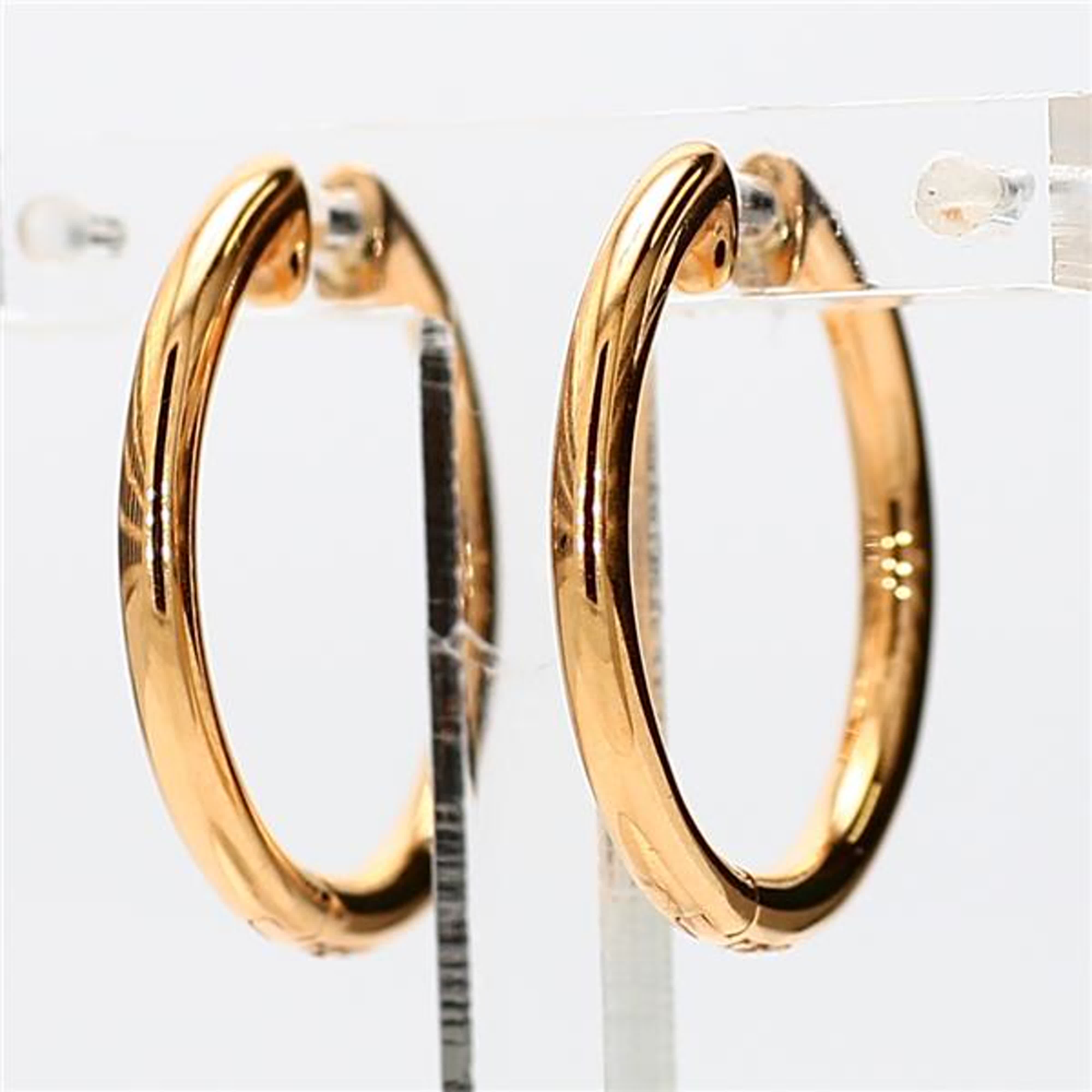 Natural White Round Diamond .23 Carat TW Yellow Gold Hoop Earrings
