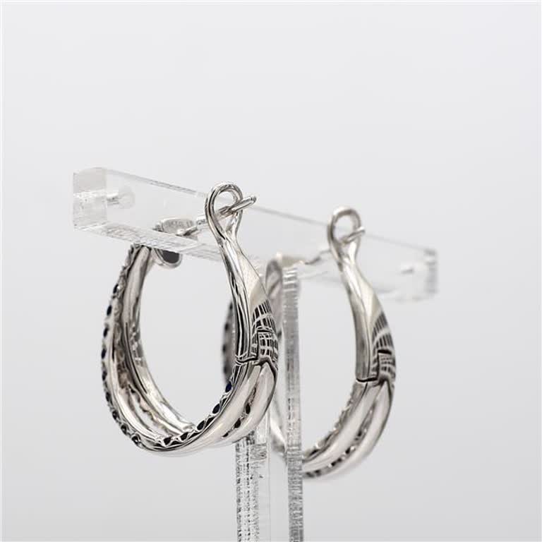 Natural Blue Round Sapphire and White Diamond 1.93 Carat TW White Gold Earrings