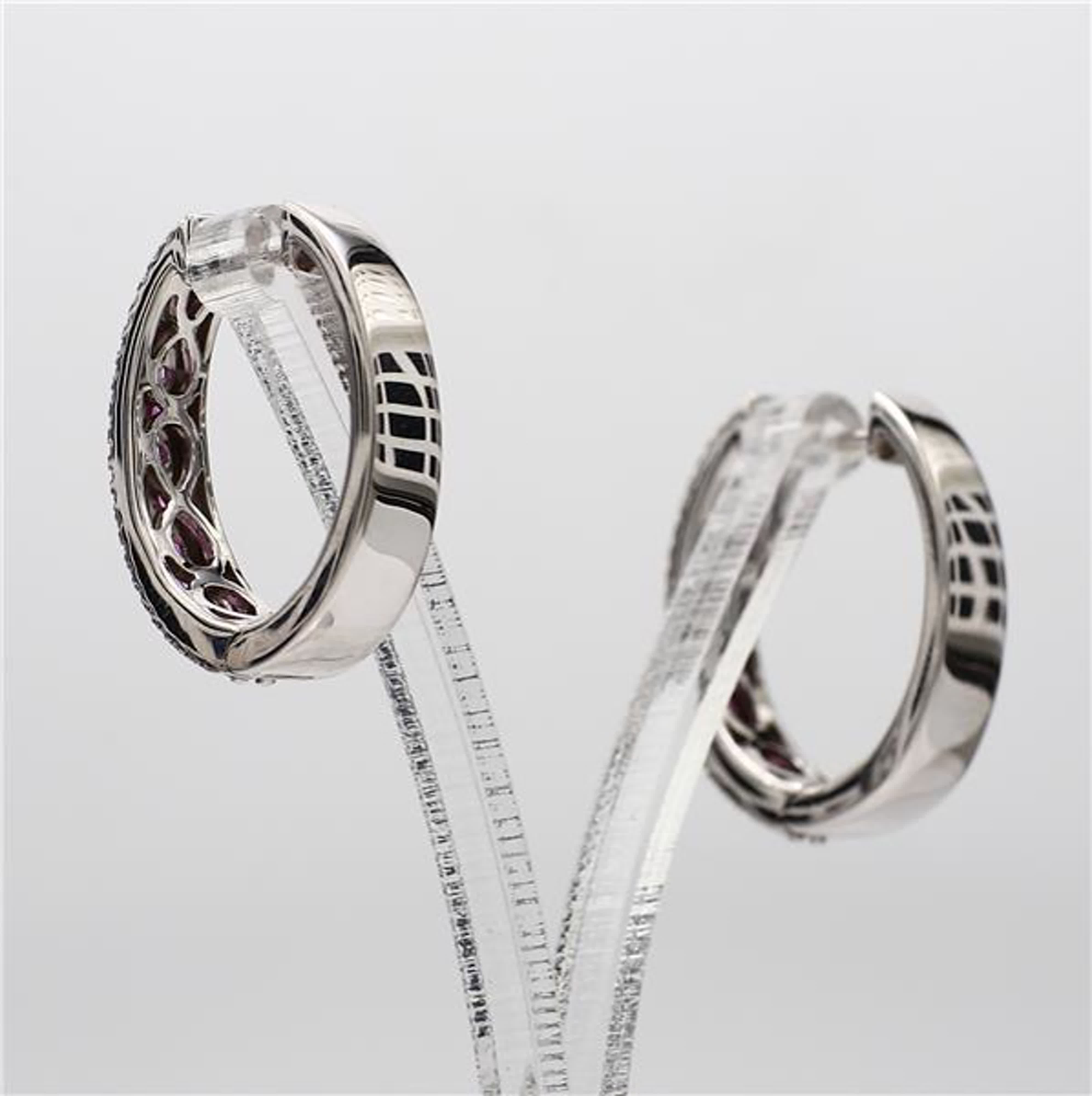 Natural Pink Round Sapphire and White Diamond 1.22 Carat TW White Gold Earrings