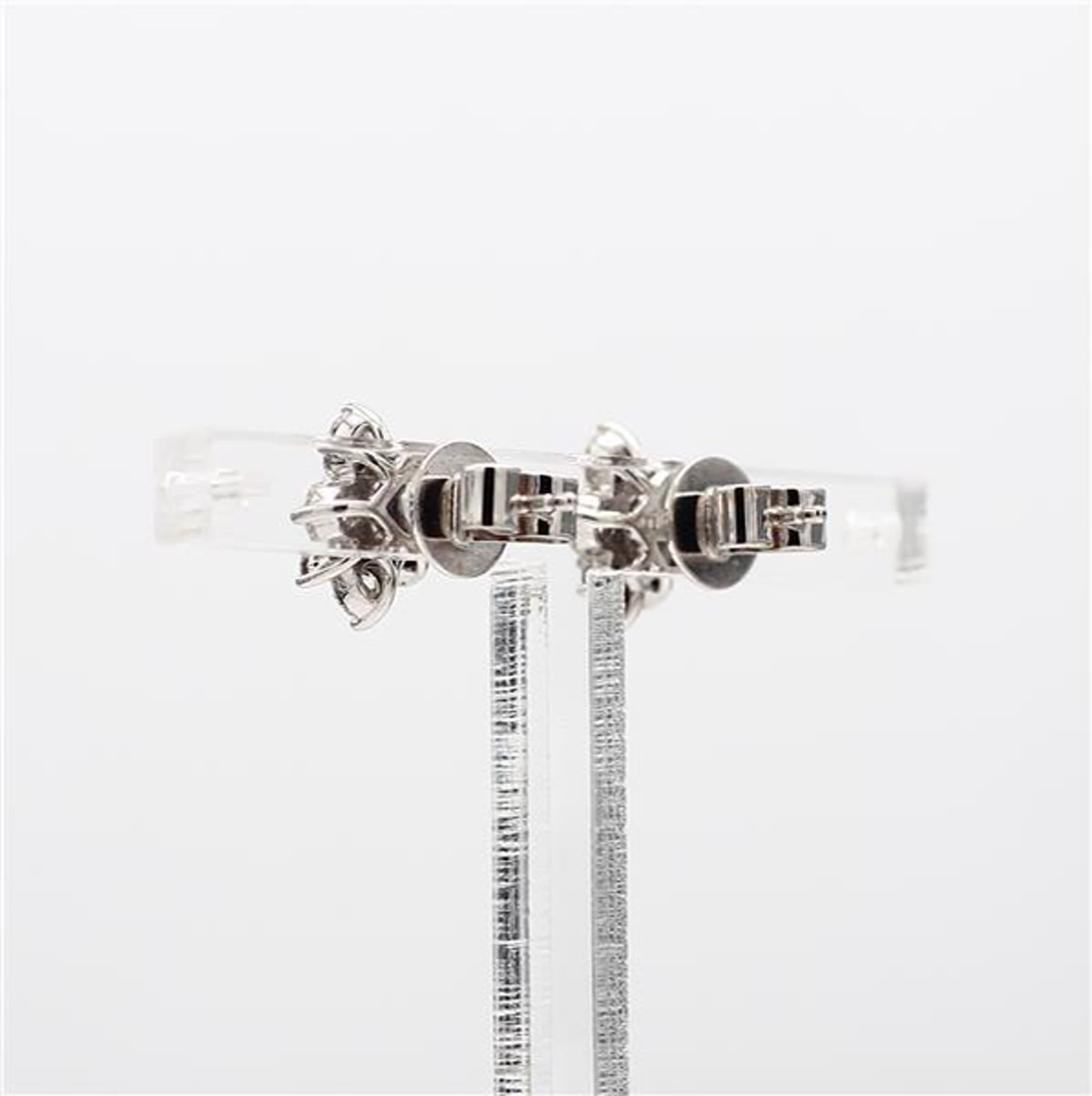 Natural Blue Princess Sapphire and White Diamond 1.28 Carat TW Gold Earrings