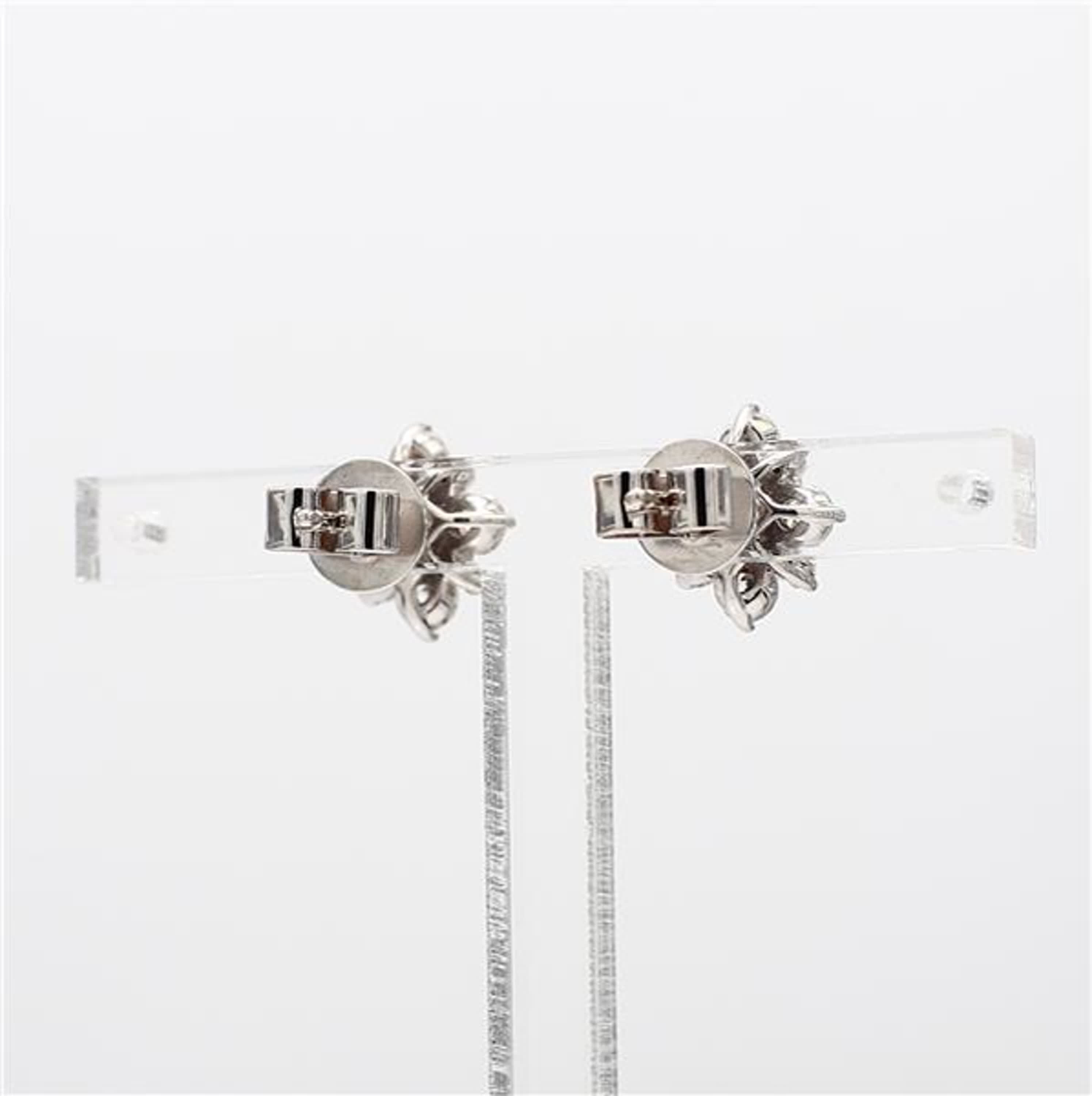 Natural Blue Princess Sapphire and White Diamond 1.28 Carat TW Gold Earrings