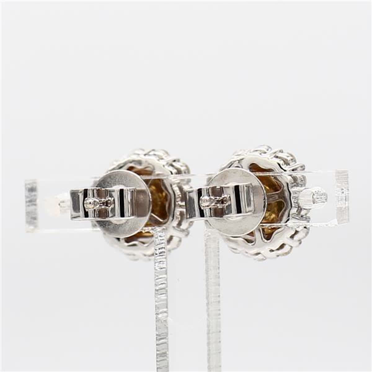 Natural Round Emerald and Diamond .93 Carat TW Yellow Gold Stud Earrings