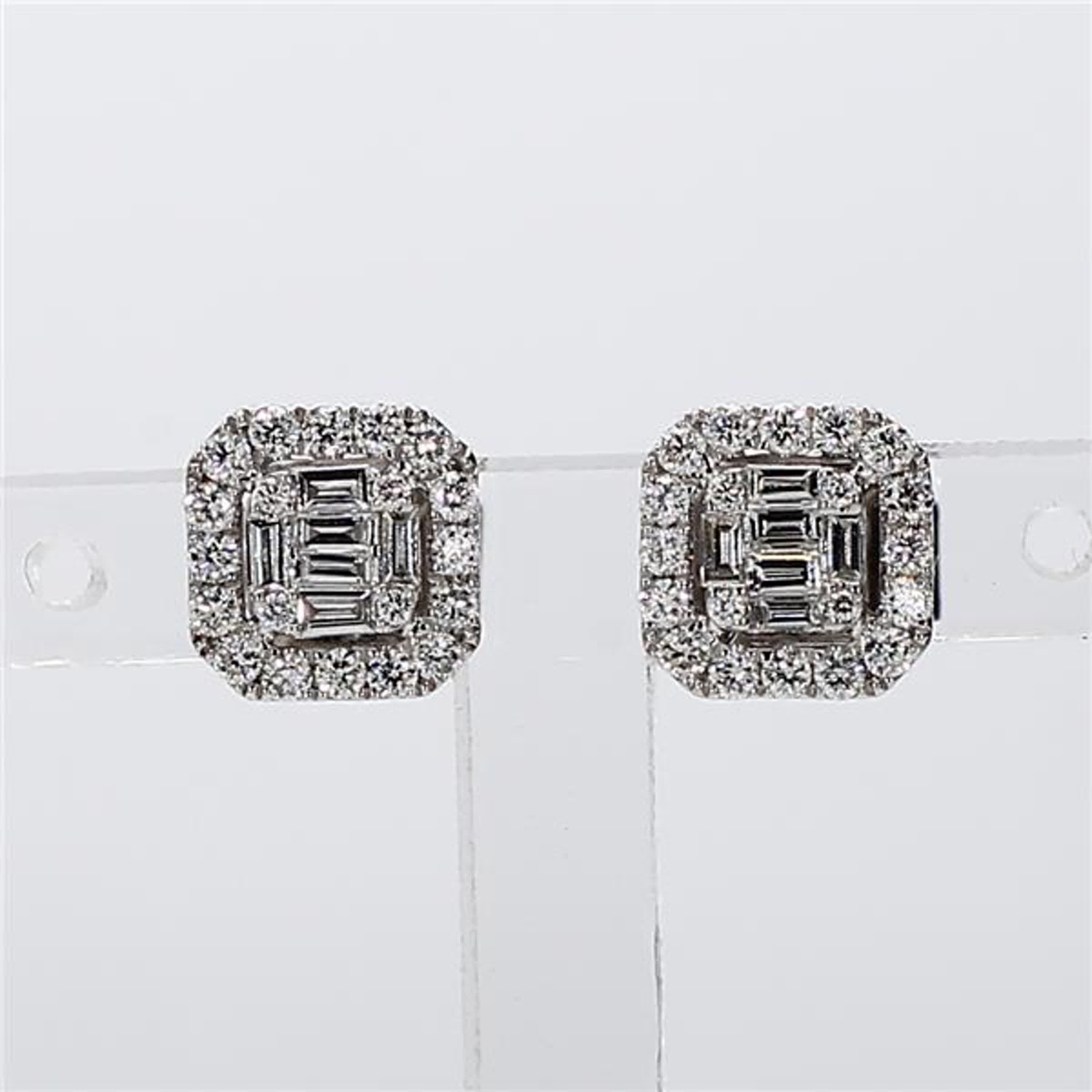 Natural White Baguette Diamond .43 Carat TW White Gold Stud Earrings
