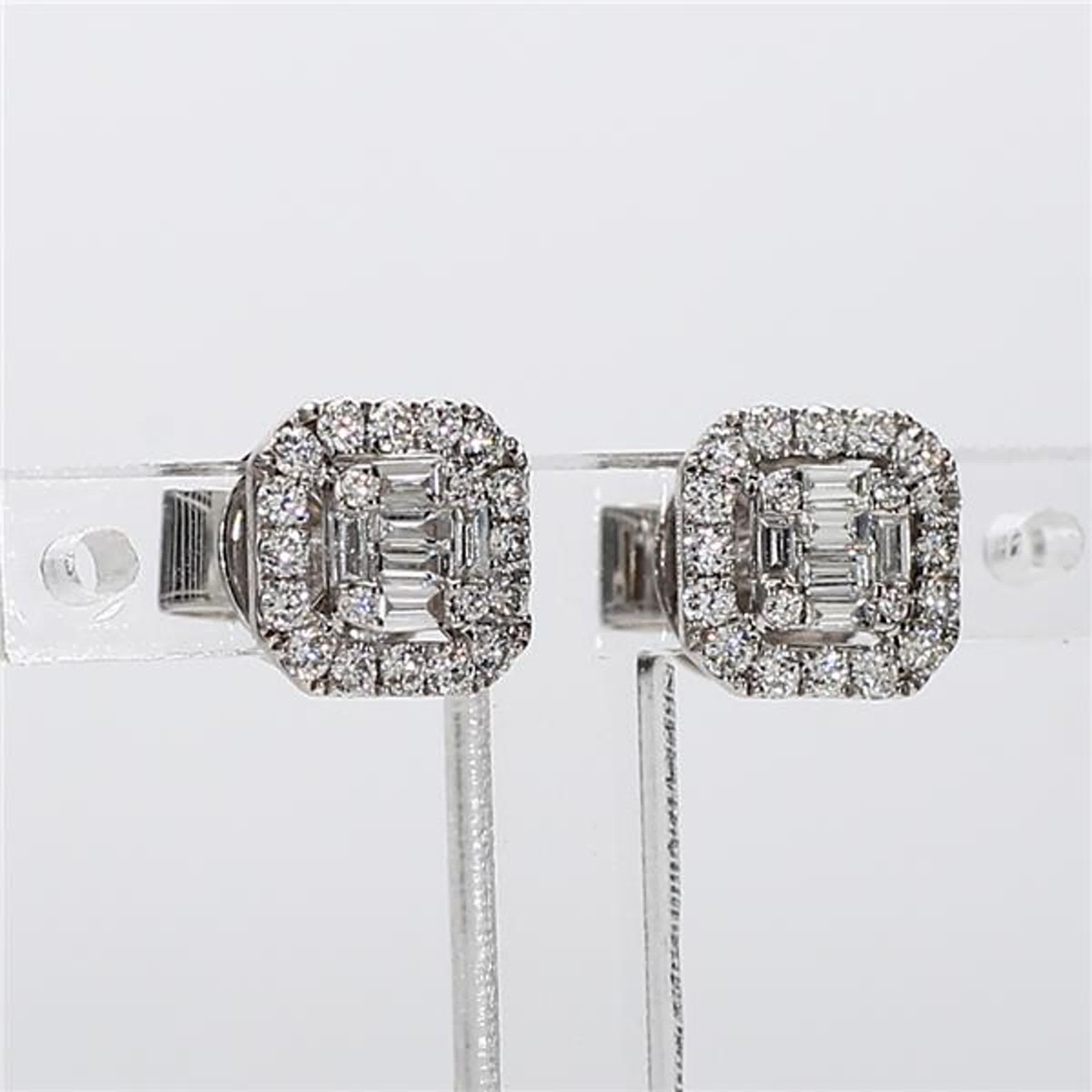 Natural White Baguette Diamond .43 Carat TW White Gold Stud Earrings