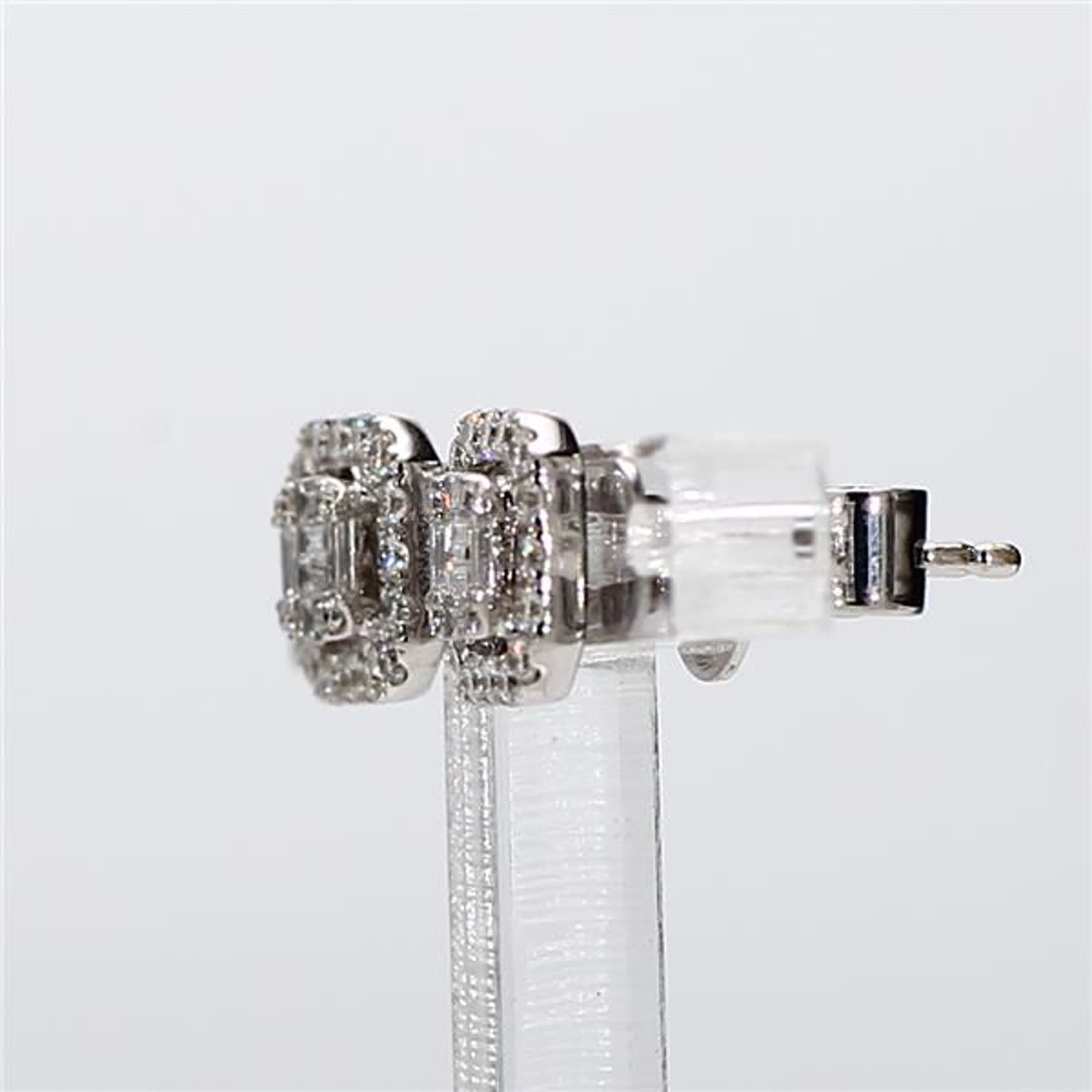 Natural White Baguette Diamond .43 Carat TW White Gold Stud Earrings