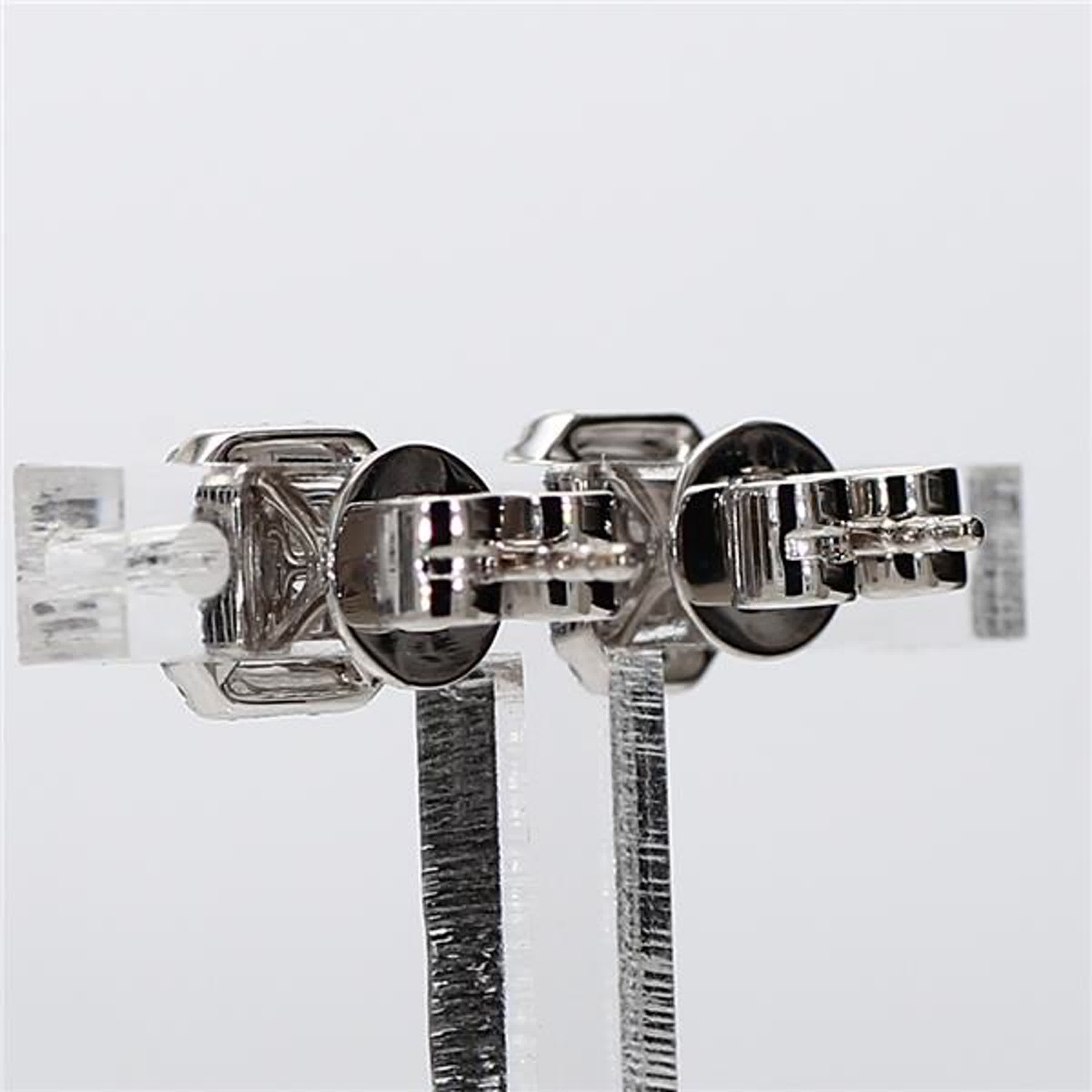 Natural White Baguette Diamond .43 Carat TW White Gold Stud Earrings