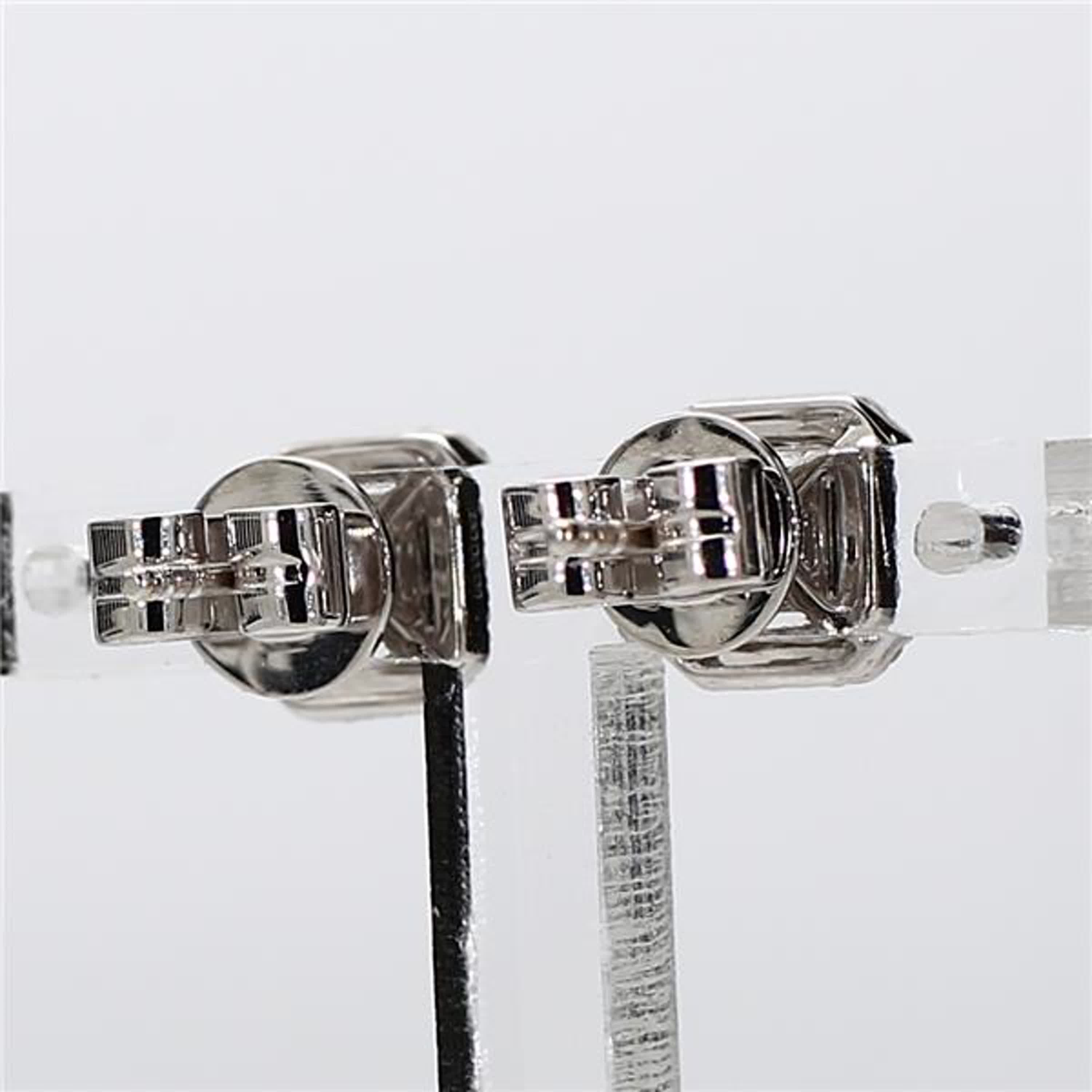 Natural White Baguette Diamond .43 Carat TW White Gold Stud Earrings