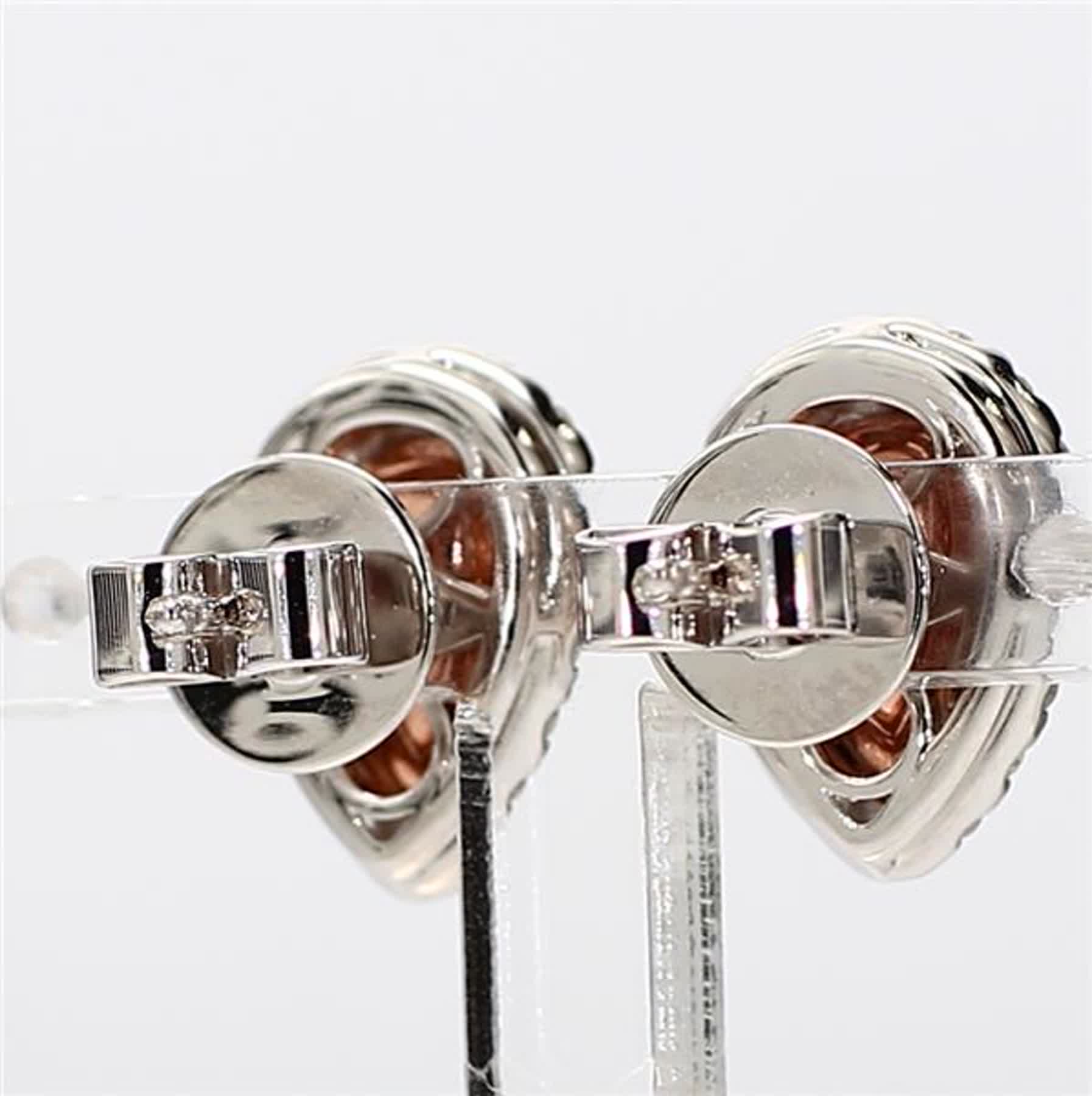 GIA Certified Natural Pink Pear and White Diamond 1.26 Carat TW Gold Earrings