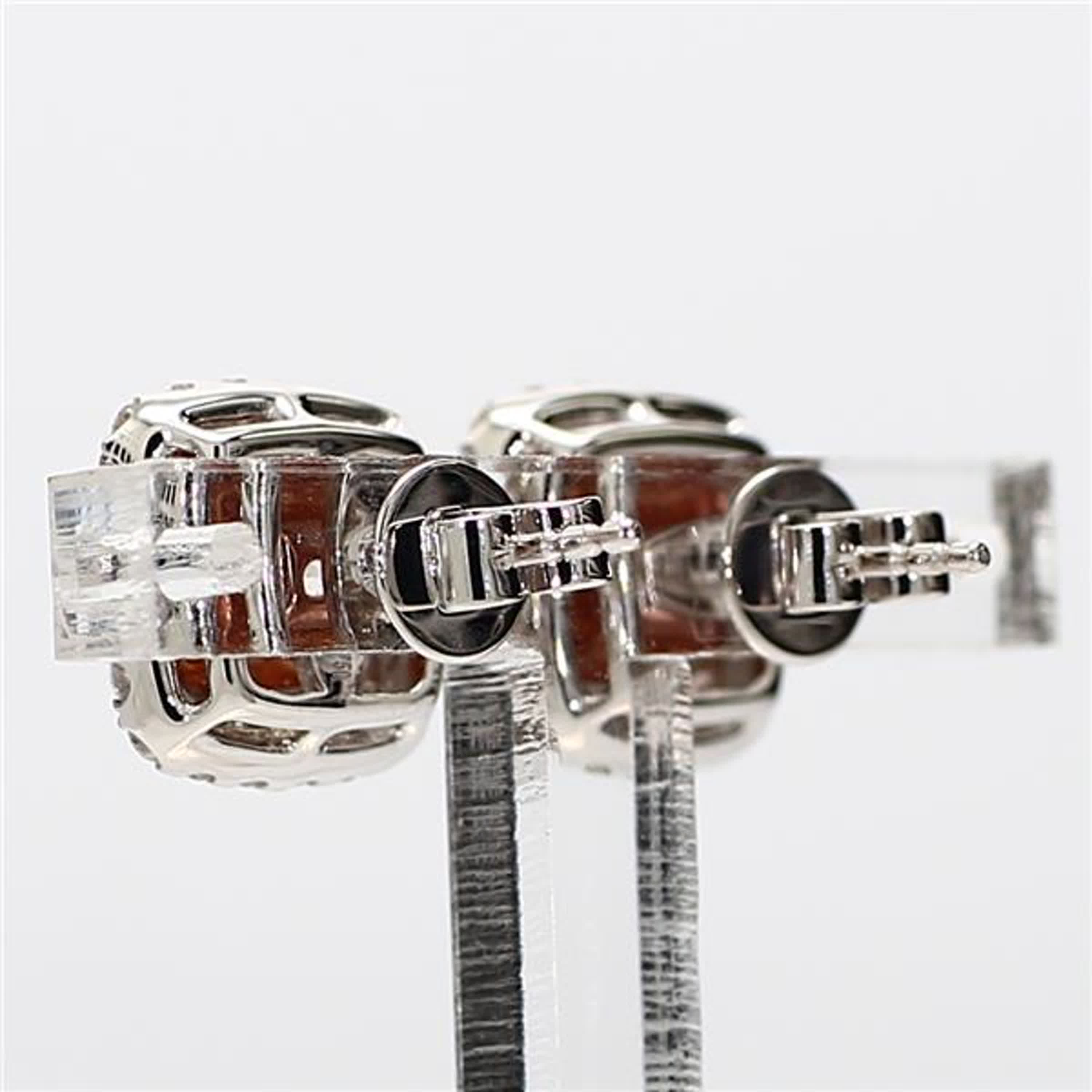 GIA Certified Natural Pink Cushion and White Diamond 1.36 Carat TW Gold Earrings