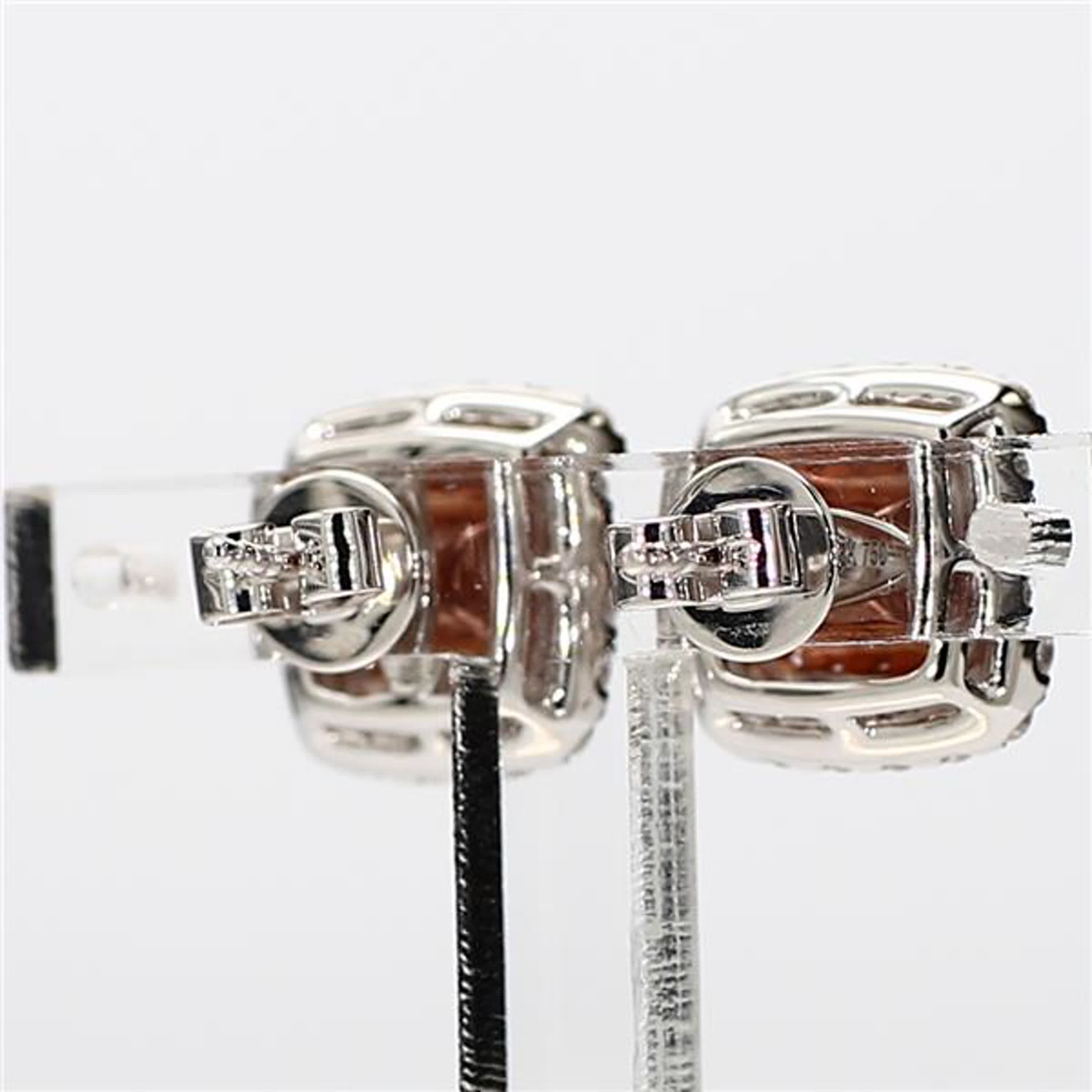 GIA Certified Natural Pink Cushion and White Diamond 1.36 Carat TW Gold Earrings