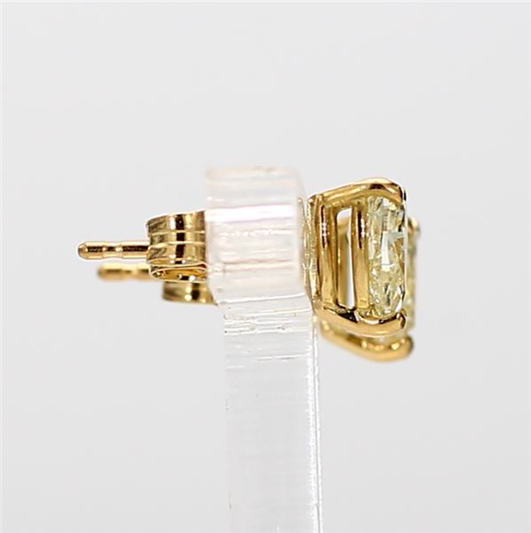 Natural Yellow Pear Diamond .84 Carat TW Yellow Gold Stud Earrings