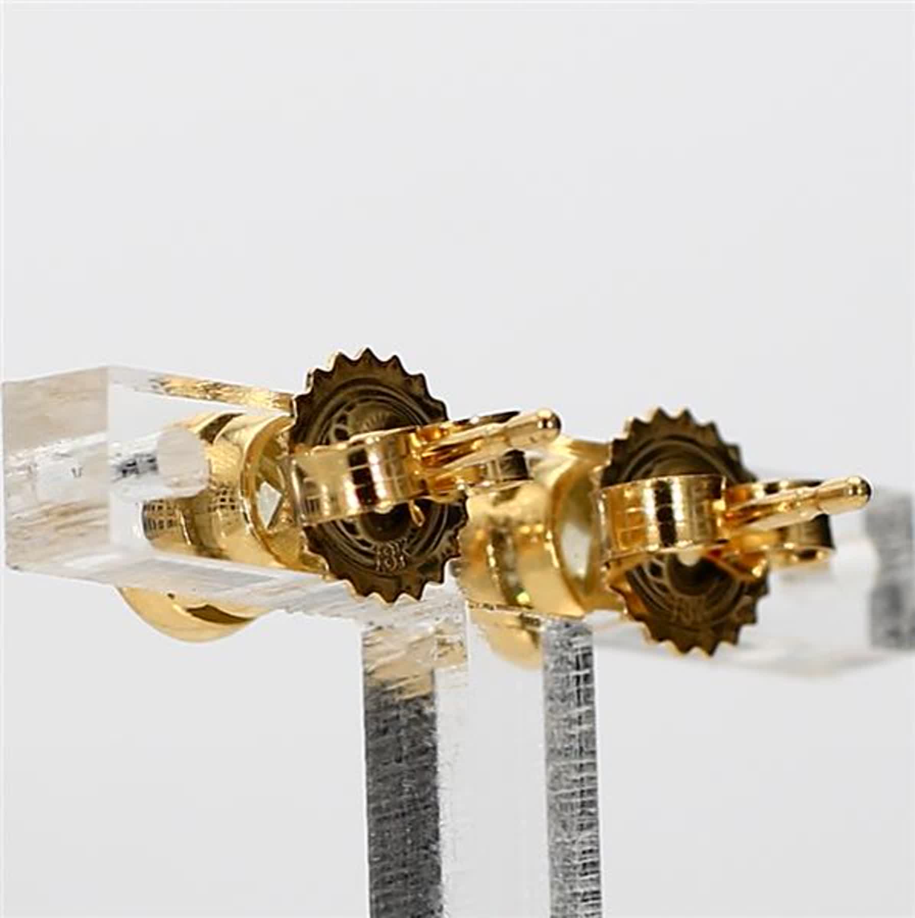 Natural Yellow Round Diamond 1.06 Carat TW Yellow Gold Stud Earrings