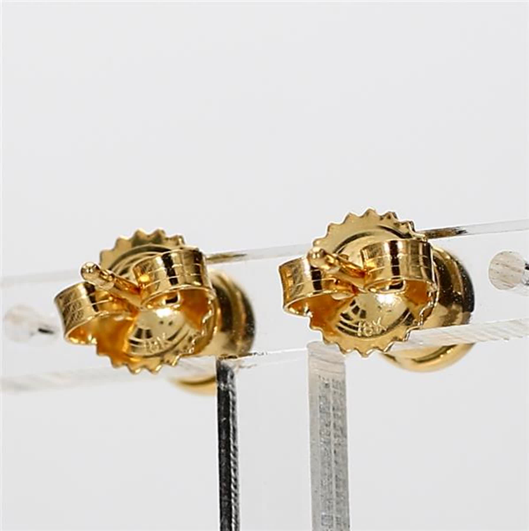 Natural Yellow Round Diamond 1.06 Carat TW Yellow Gold Stud Earrings
