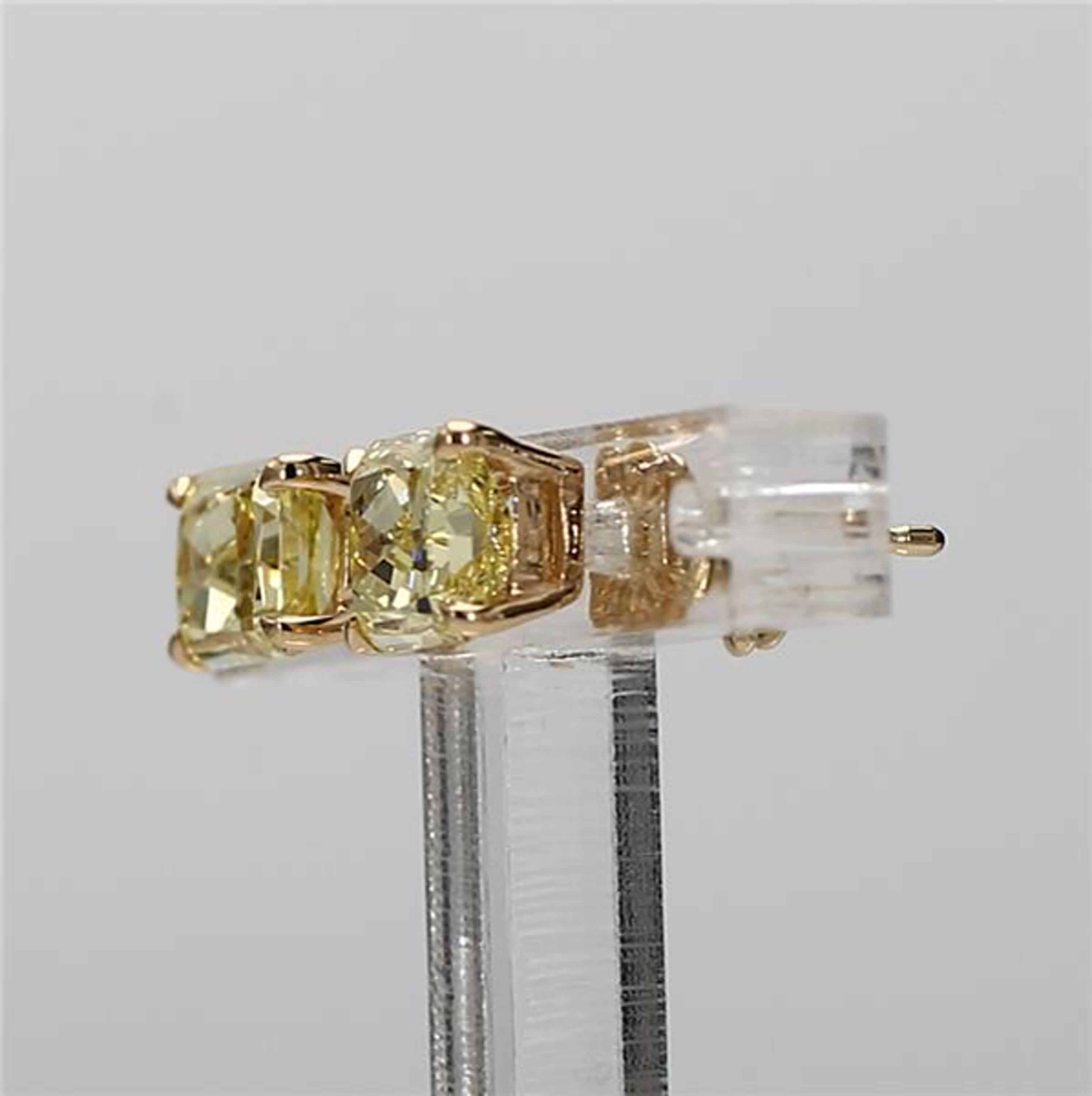 GIA Certified Natural Yellow Radiant Diamond 1.84 Carat TW Gold Stud Earrings